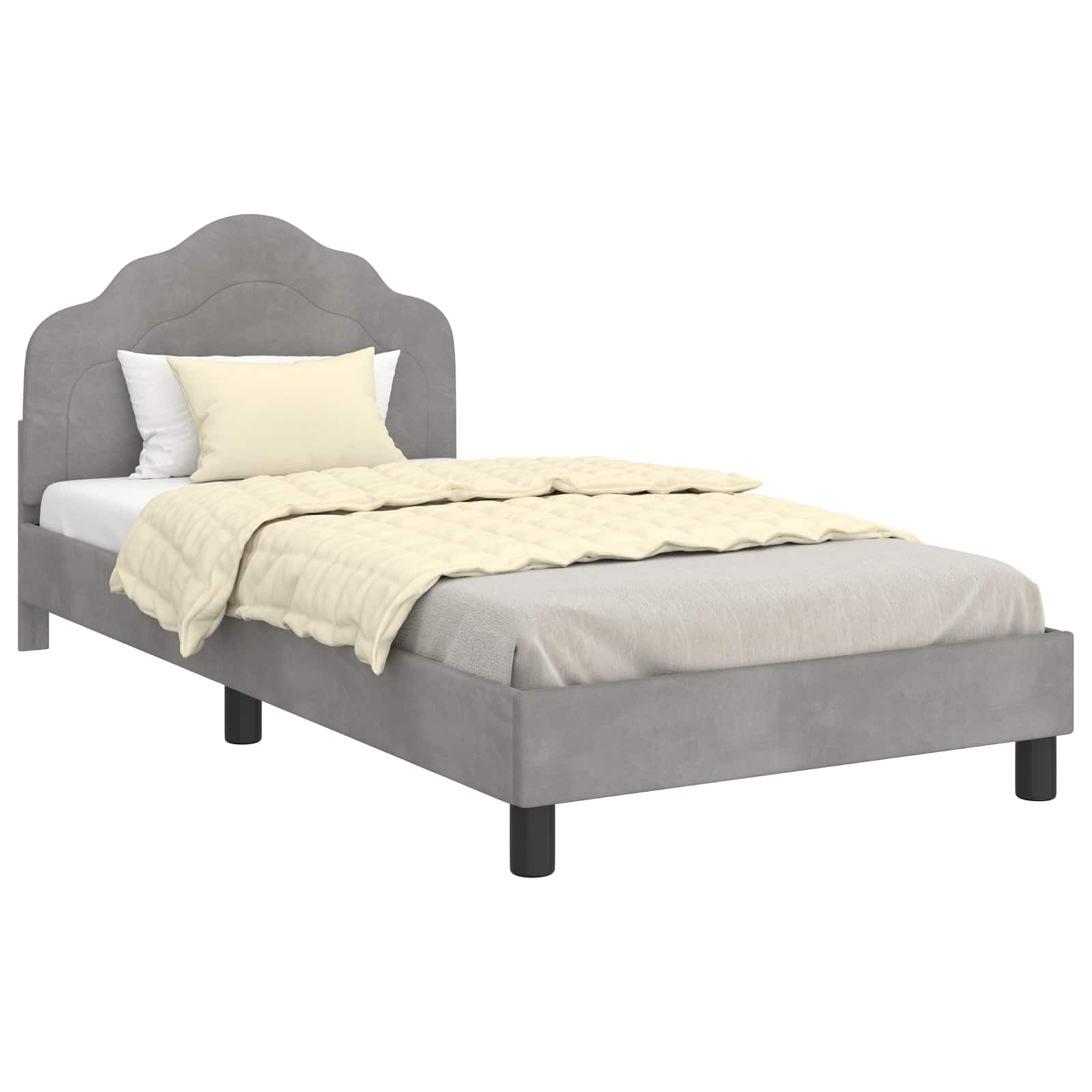 Bedframe voor kinderen met hoofdbord Lichtgrijs 90 x 200 cm is nu te koop bij PeponiXL, paradijselijk wonen!