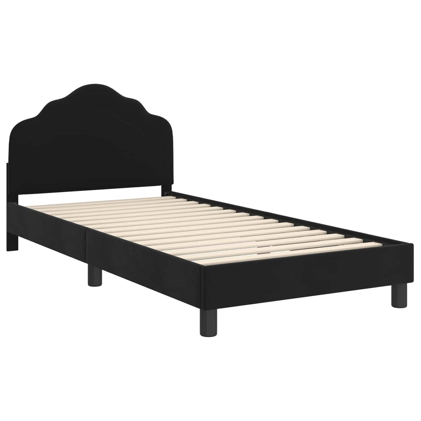Bedframe voor kinderen met hoofdbord Zwart 90 x 200 cm Fluweel is nu te koop bij PeponiXL, paradijselijk wonen!