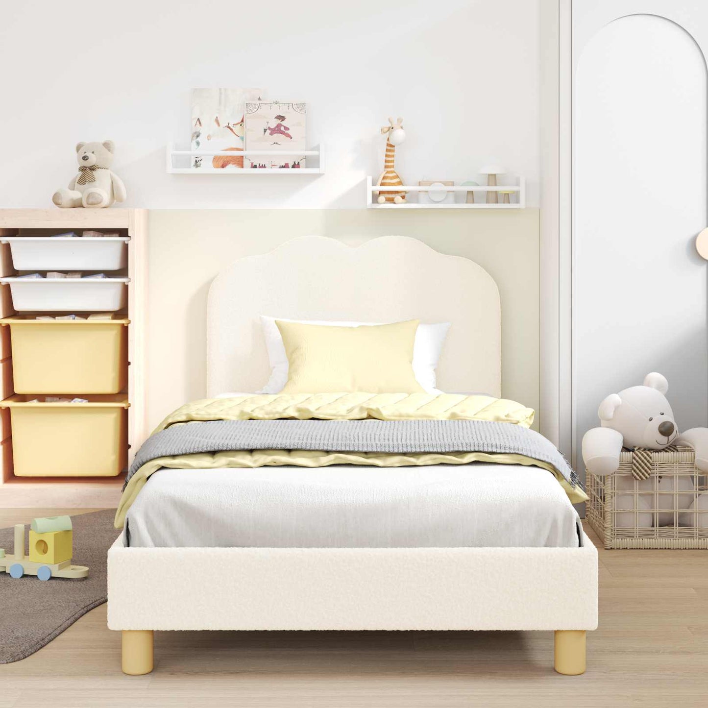 Bedframe voor kinderen met hoofdbord Crème 80 x 200 cm is nu te koop bij PeponiXL, paradijselijk wonen!