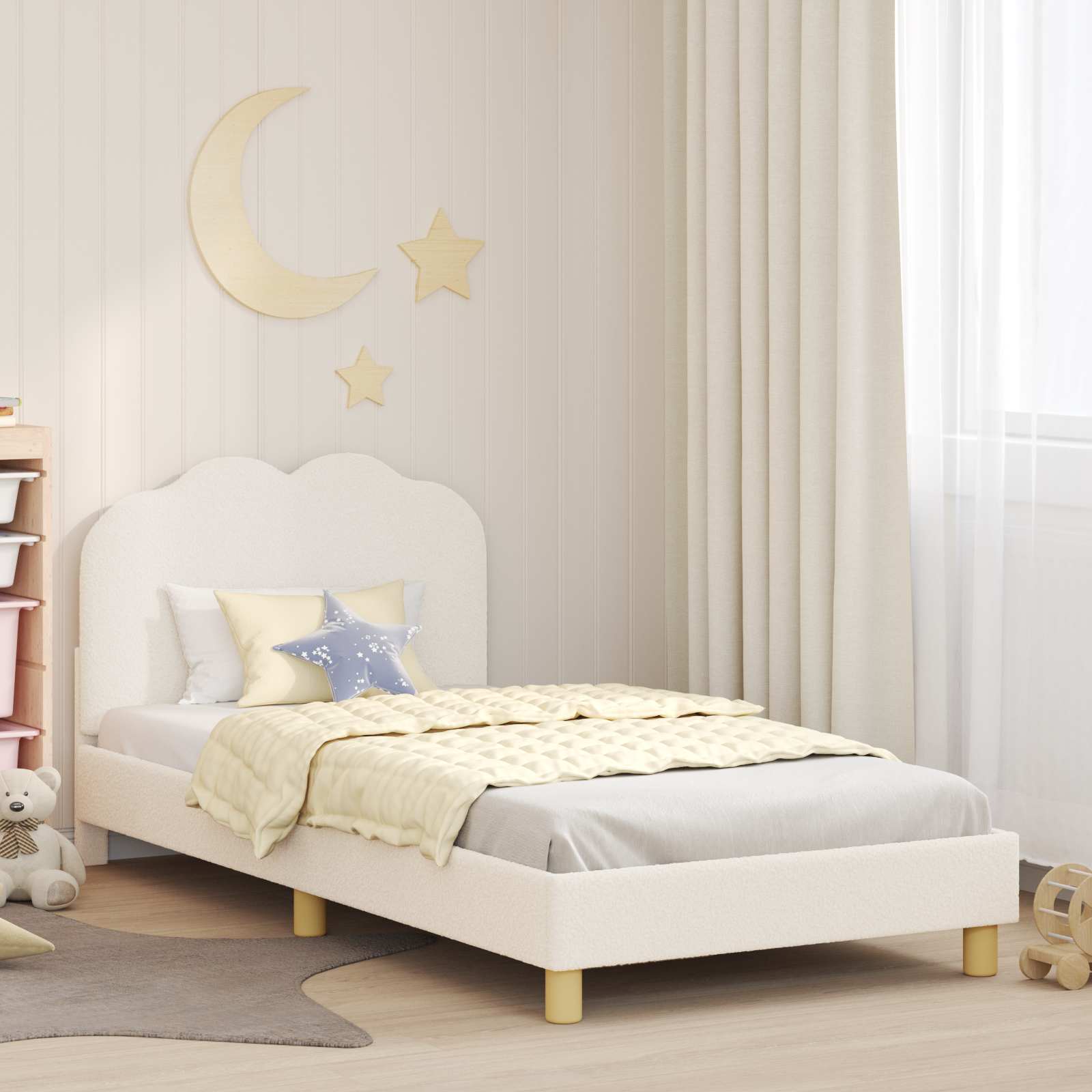 Bedframe voor kinderen met hoofdbord Crème 90 x 200 cm is nu te koop bij PeponiXL, paradijselijk wonen!