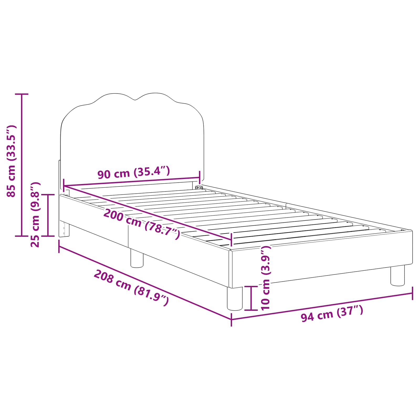 Bedframe voor kinderen met hoofdbord Crème 90 x 200 cm is nu te koop bij PeponiXL, paradijselijk wonen!