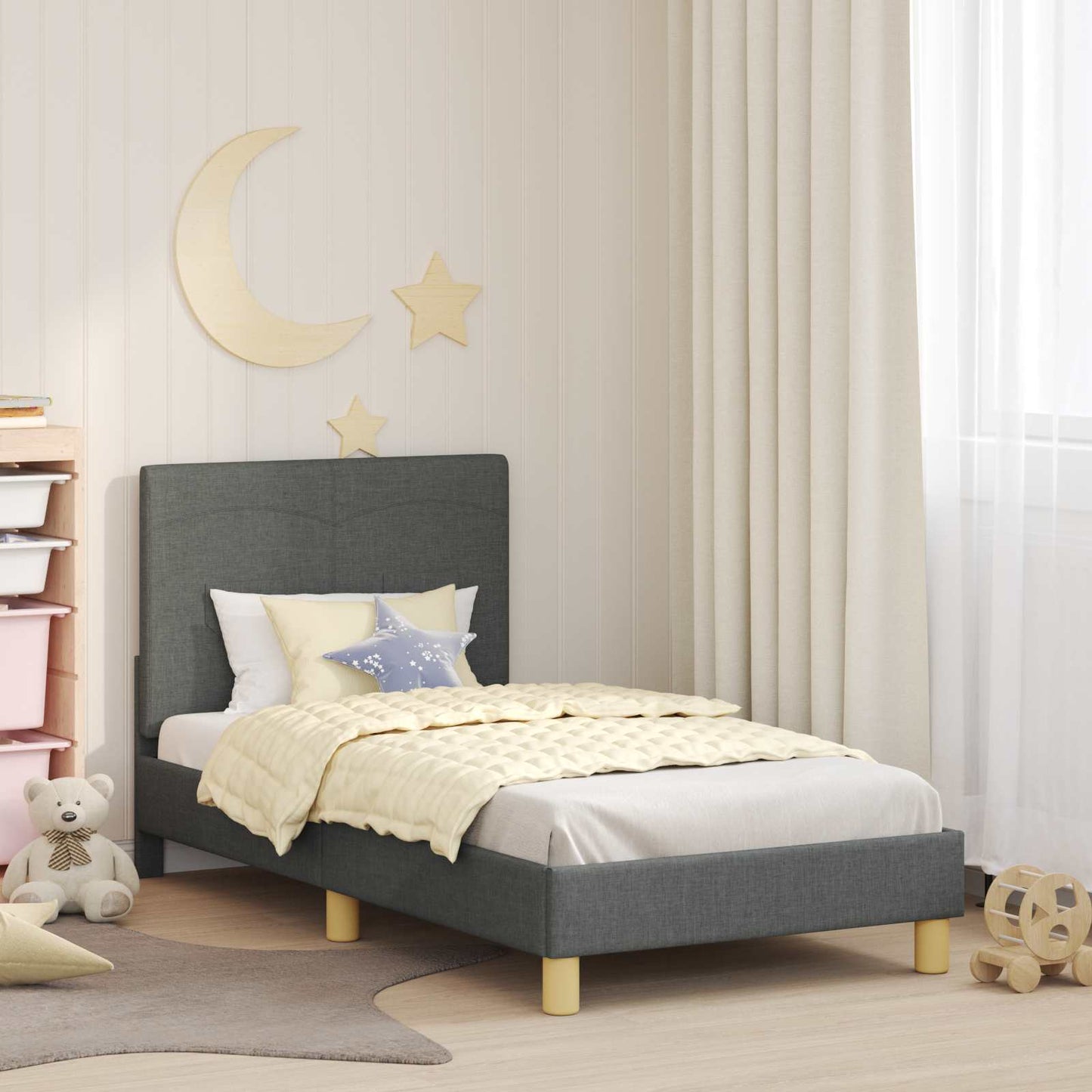 Bedframe voor kinderen met hoofdbord Donkergrijs 80 x 160 cm is nu te koop bij PeponiXL, paradijselijk wonen!