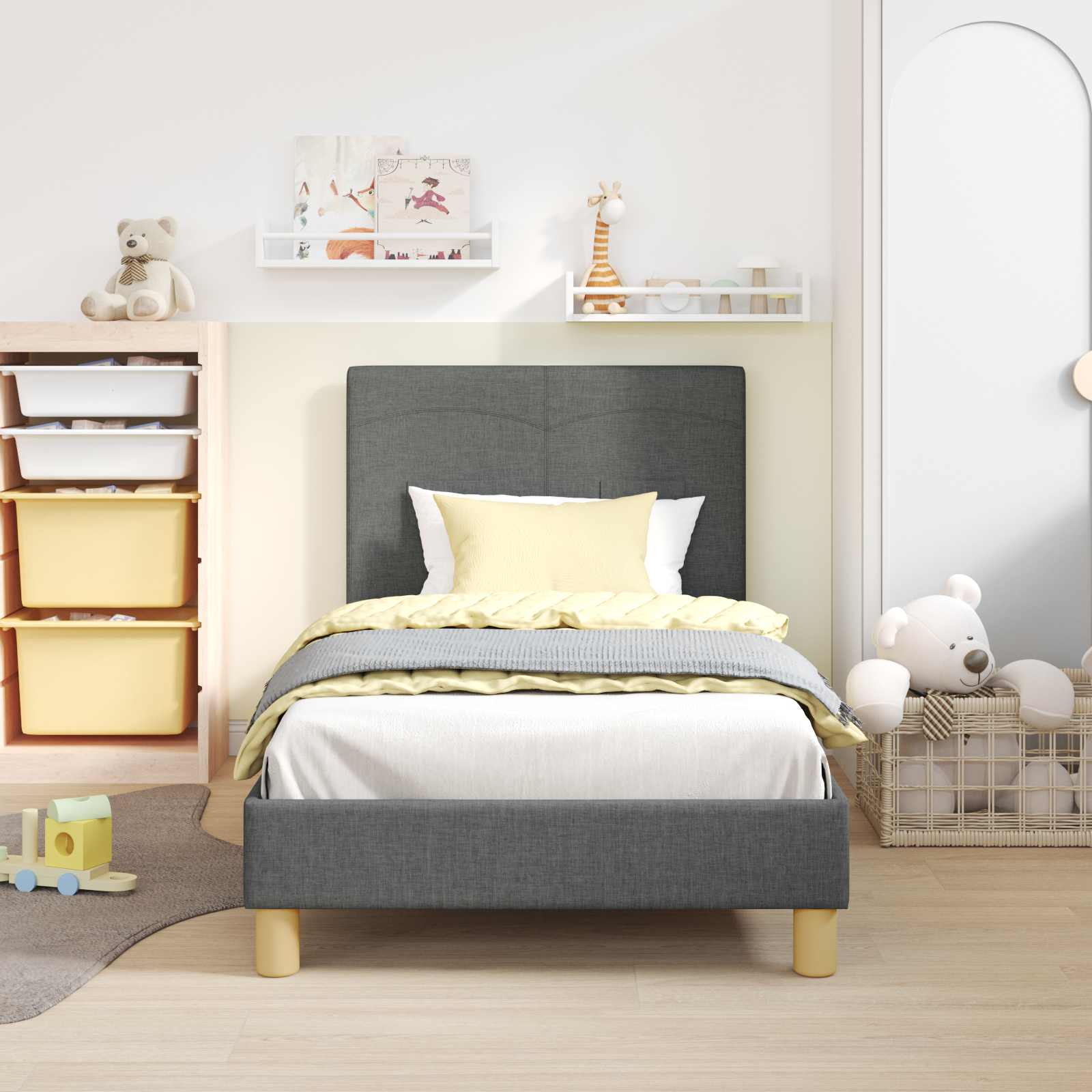 Bedframe voor kinderen met hoofdbord Donkergrijs 80 x 160 cm is nu te koop bij PeponiXL, paradijselijk wonen!