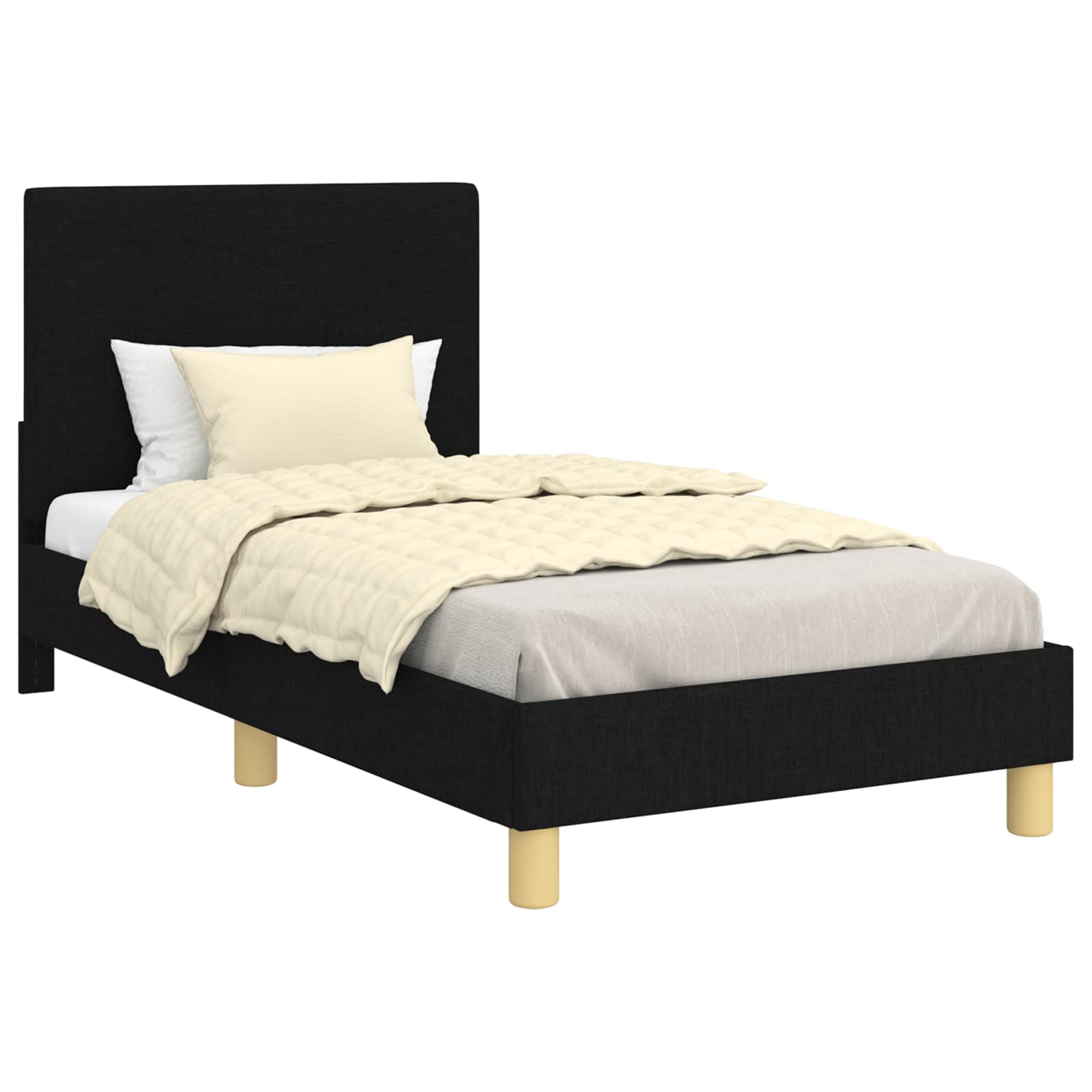 Bedframe voor kinderen met hoofdbord Zwart 80 x 160 cm Stof is nu te koop bij PeponiXL, paradijselijk wonen!