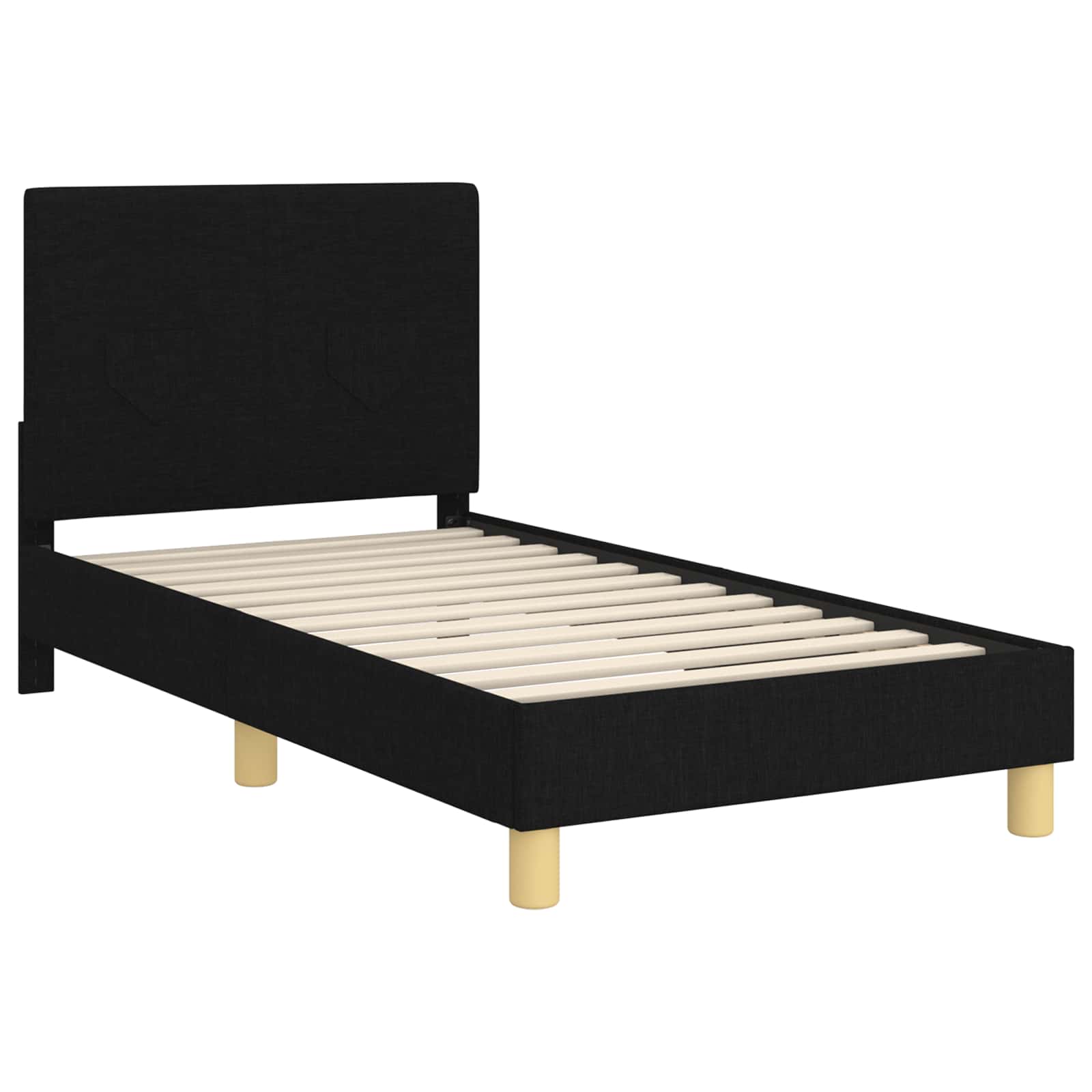 Bedframe voor kinderen met hoofdbord Zwart 80 x 160 cm Stof is nu te koop bij PeponiXL, paradijselijk wonen!