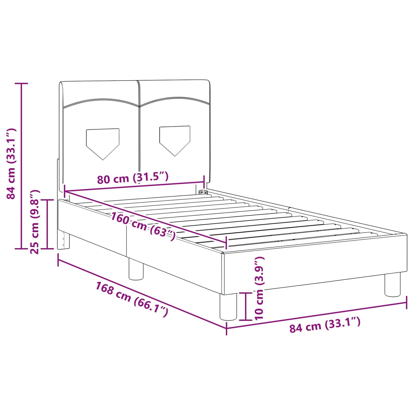 Bedframe voor kinderen met hoofdbord Zwart 80 x 160 cm Stof is nu te koop bij PeponiXL, paradijselijk wonen!