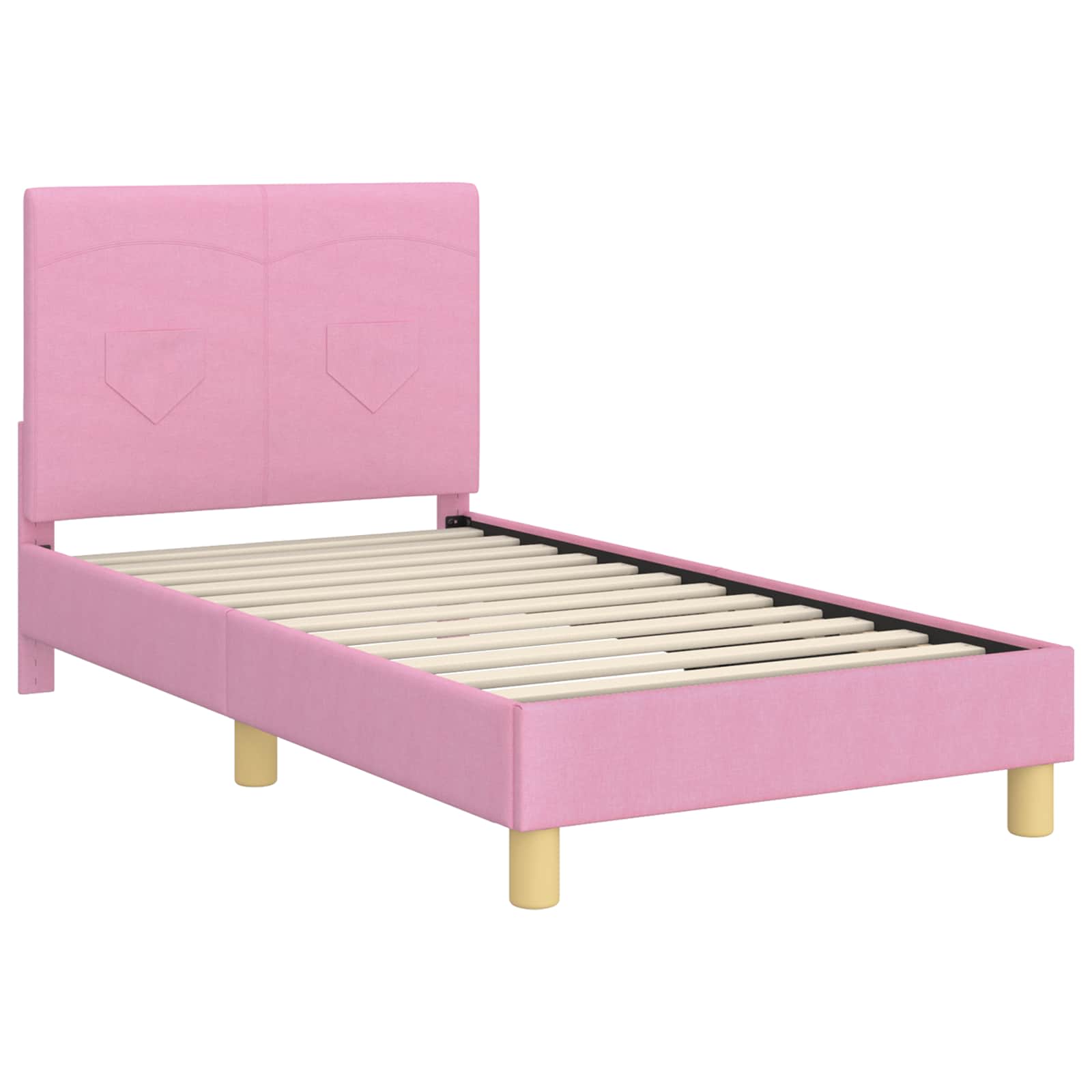 Bedframe voor kinderen met hoofdbord Roze 80 x 160 cm Stof is nu te koop bij PeponiXL, paradijselijk wonen!