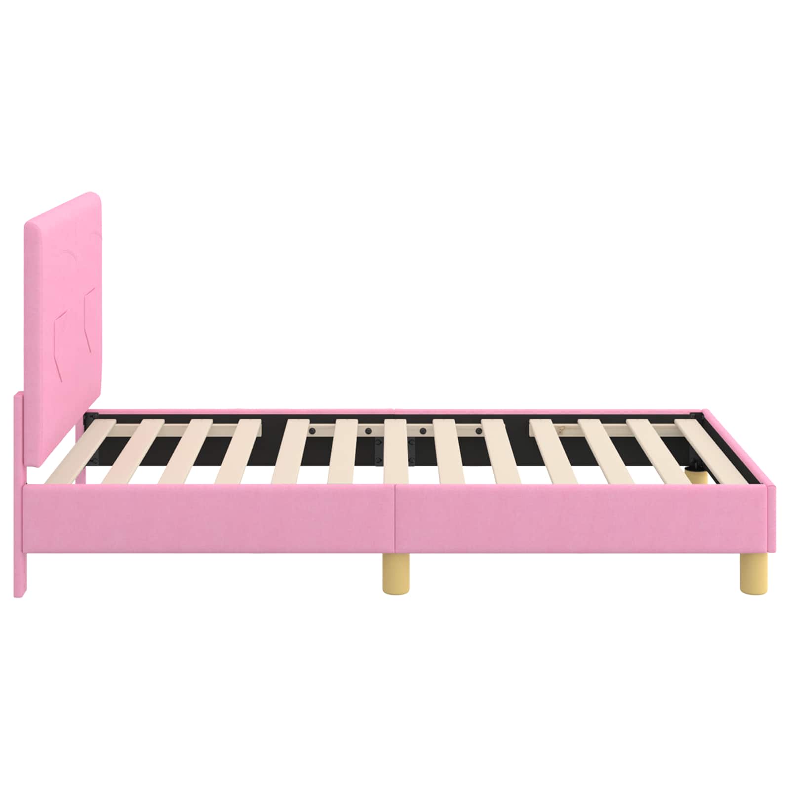 Bedframe voor kinderen met hoofdbord Roze 80 x 160 cm Stof is nu te koop bij PeponiXL, paradijselijk wonen!