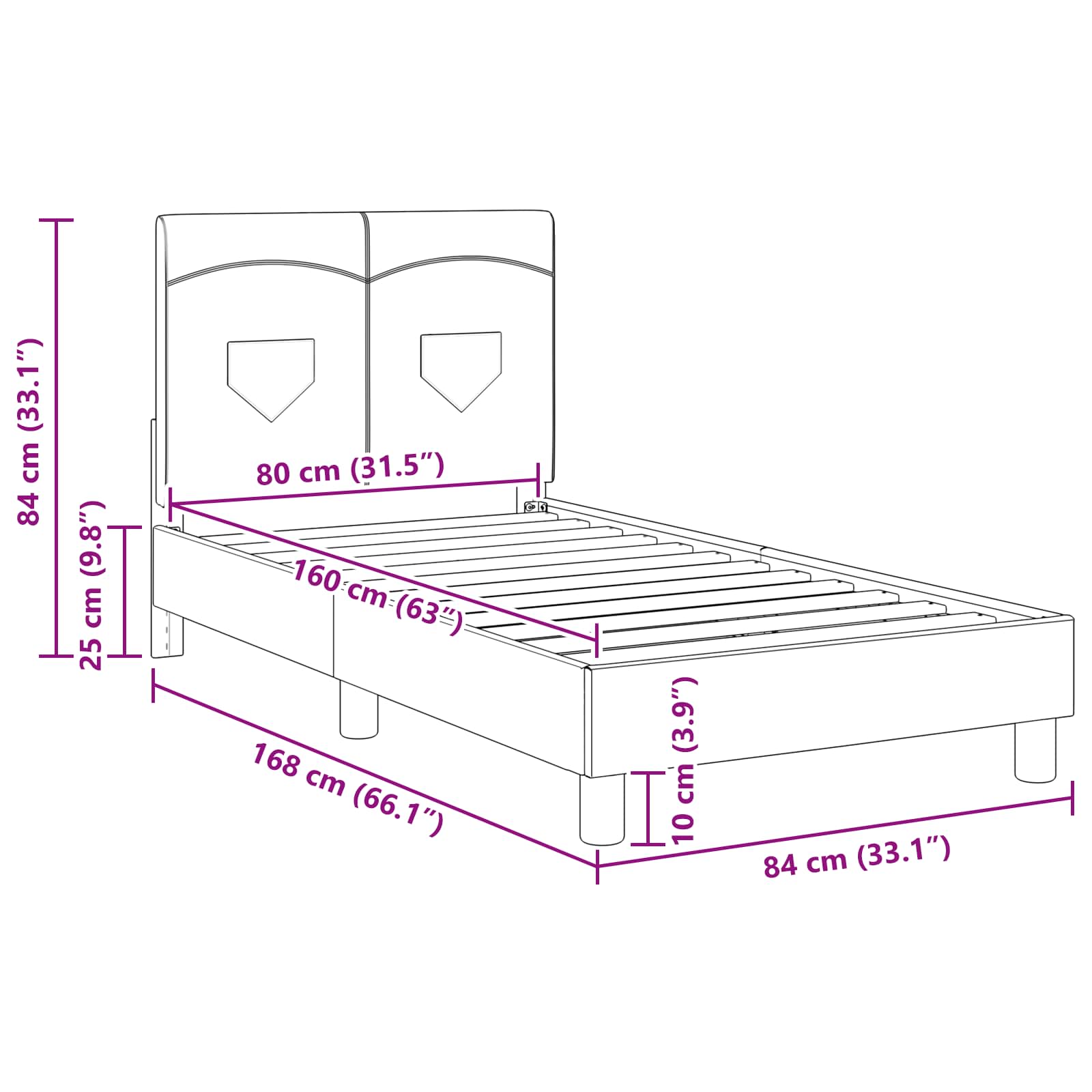 Bedframe voor kinderen met hoofdbord Roze 80 x 160 cm Stof is nu te koop bij PeponiXL, paradijselijk wonen!