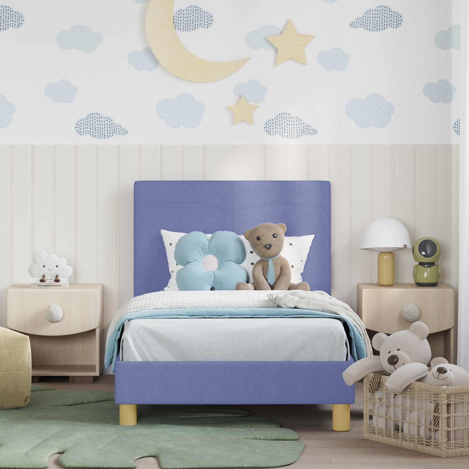 Bedframe voor kinderen met hoofdbord Jeans Blauw 80 x 160 cm is nu te koop bij PeponiXL, paradijselijk wonen!