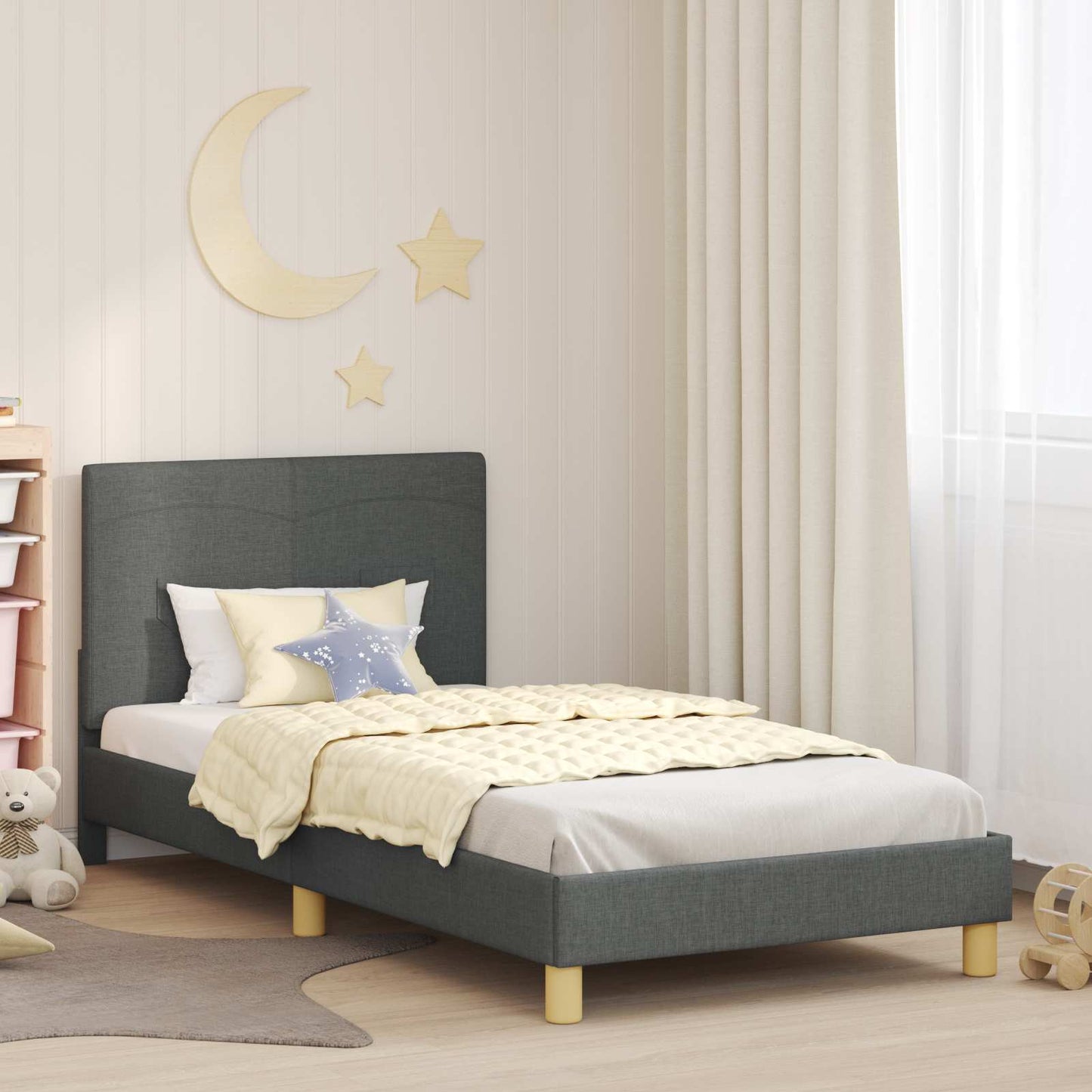 Bedframe voor kinderen met hoofdbord Donkergrijs 80 x 200 cm is nu te koop bij PeponiXL, paradijselijk wonen!