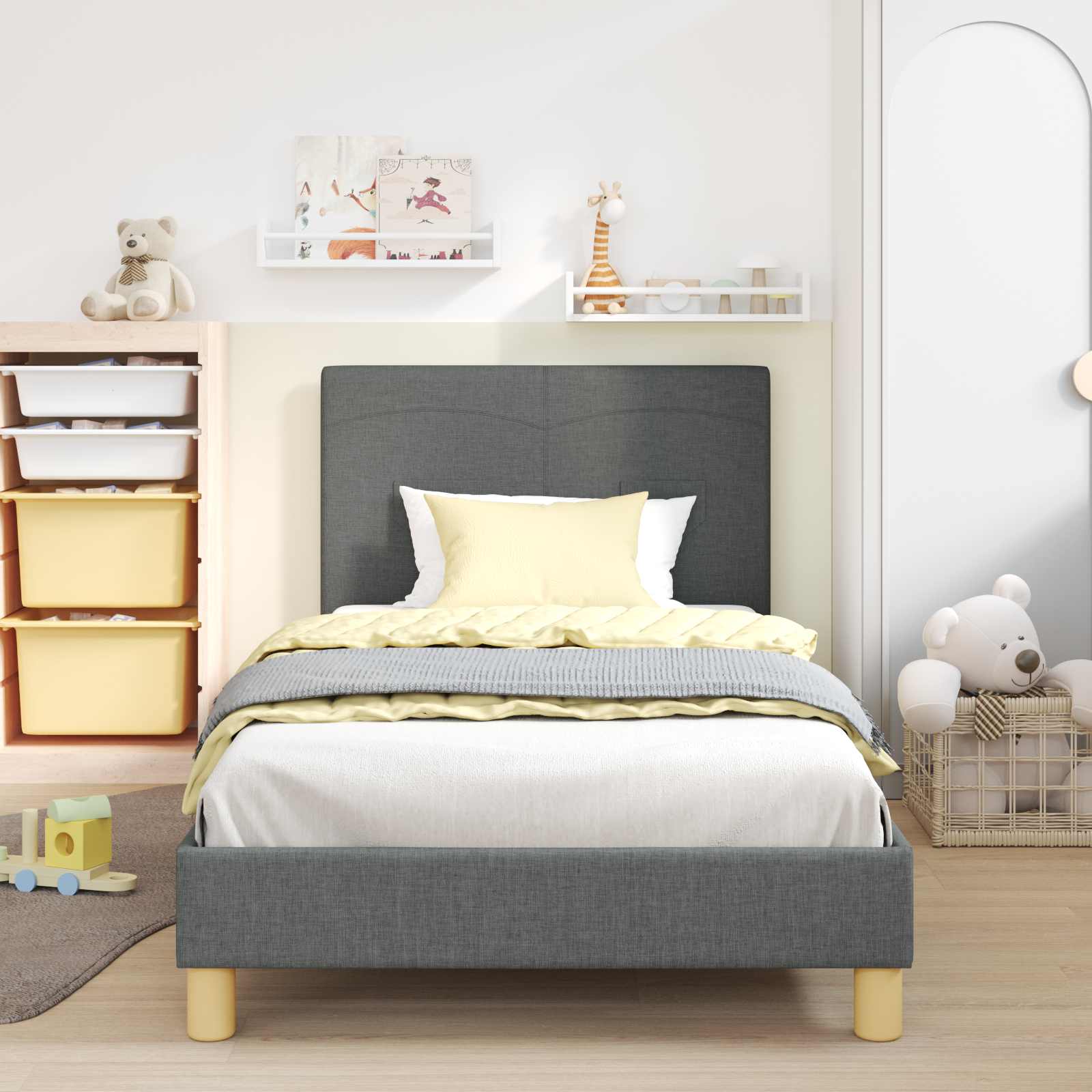 Bedframe voor kinderen met hoofdbord Donkergrijs 80 x 200 cm is nu te koop bij PeponiXL, paradijselijk wonen!