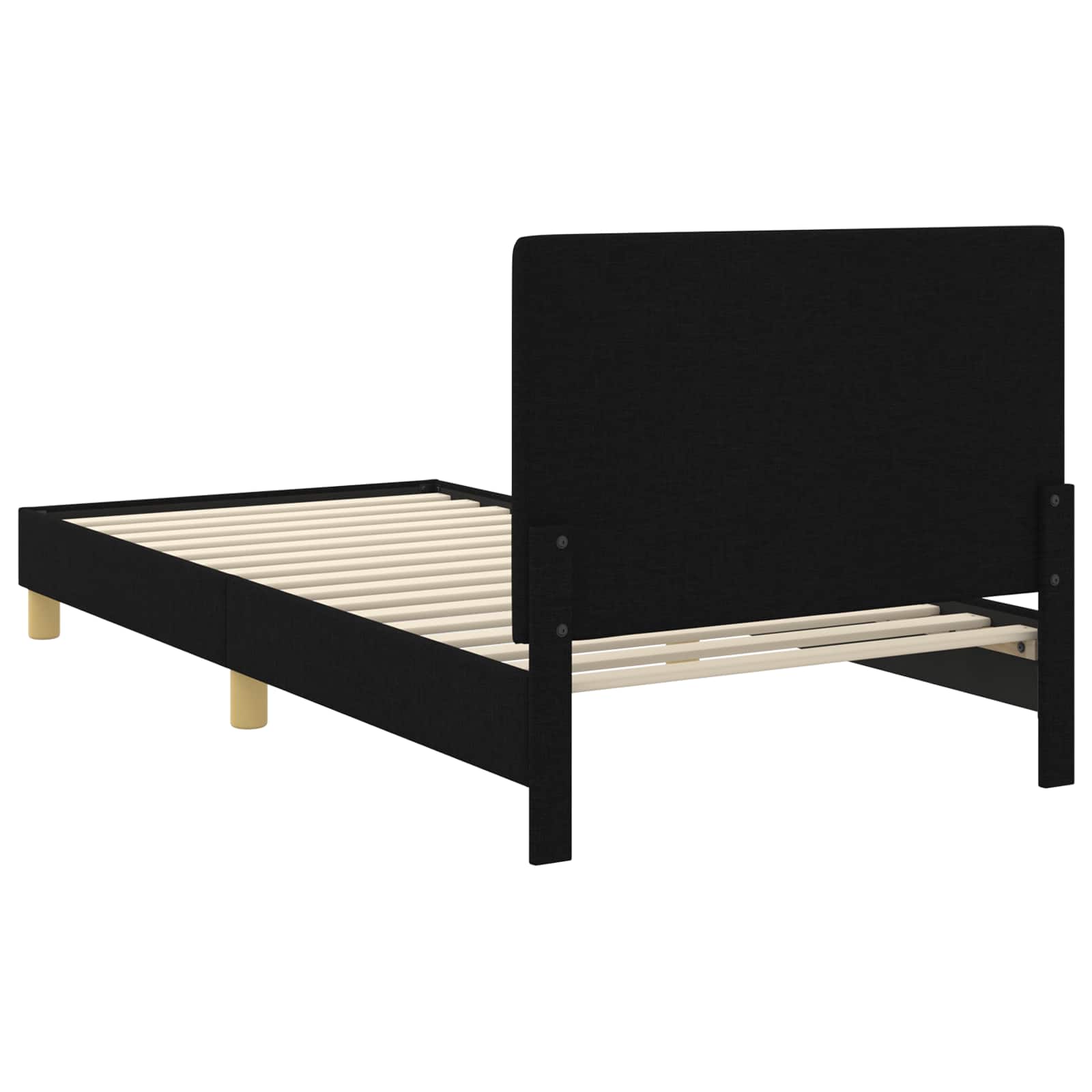 Bedframe voor kinderen met hoofdbord Zwart 90 x 190 cm Stof is nu te koop bij PeponiXL, paradijselijk wonen!
