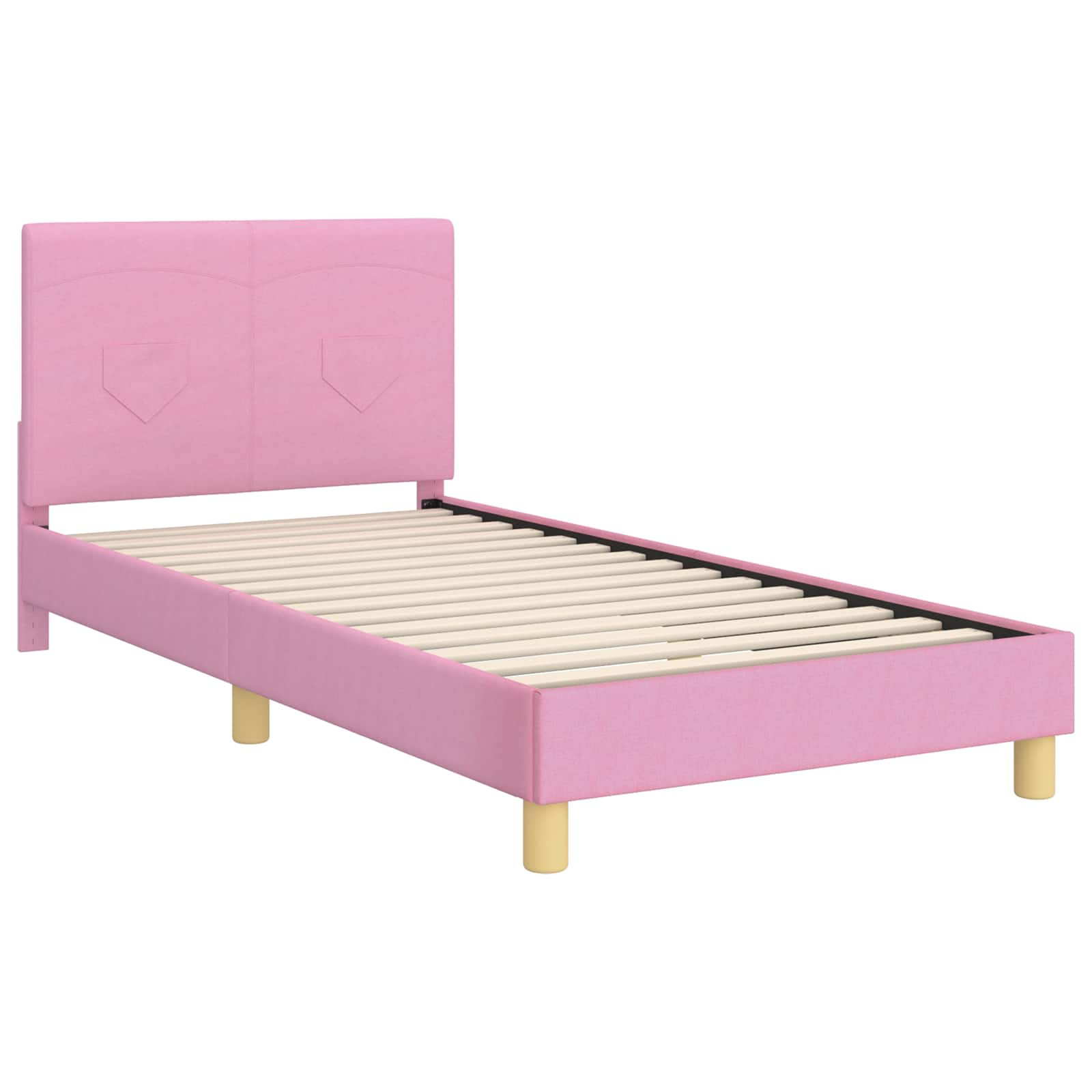 Bedframe voor kinderen met hoofdbord Roze 90 x 190 cm Stof is nu te koop bij PeponiXL, paradijselijk wonen!