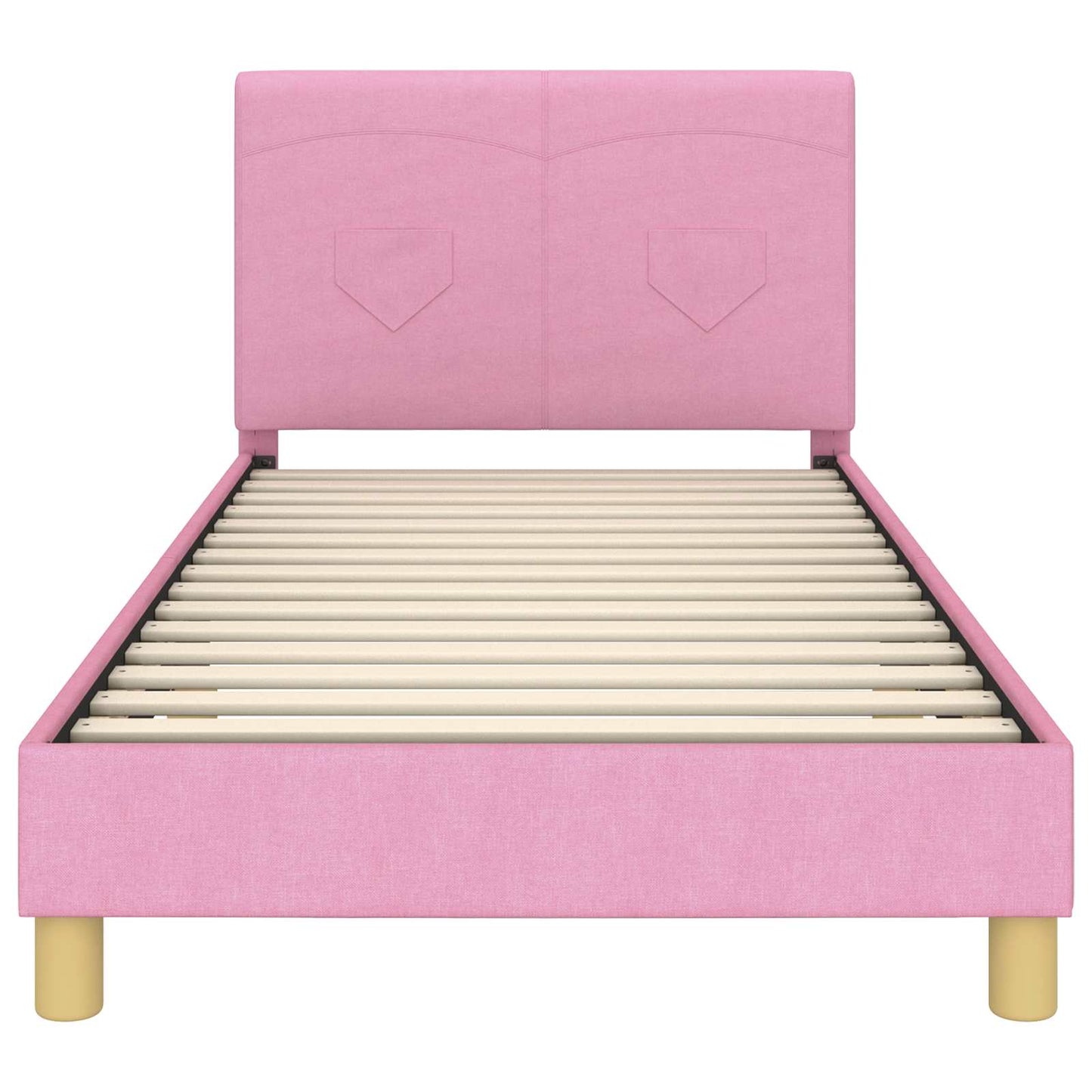 Bedframe voor kinderen met hoofdbord Roze 90 x 190 cm Stof is nu te koop bij PeponiXL, paradijselijk wonen!