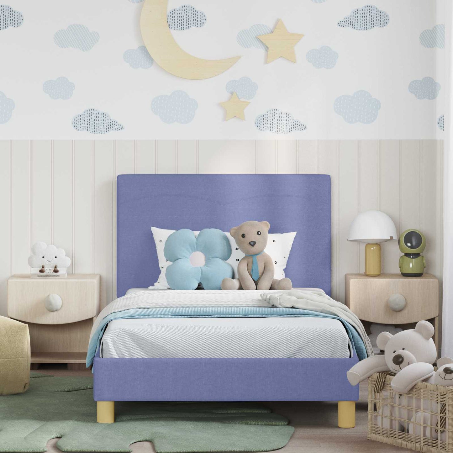 Bedframe voor kinderen met hoofdbord Jeans Blauw 90 x 190 cm is nu te koop bij PeponiXL, paradijselijk wonen!