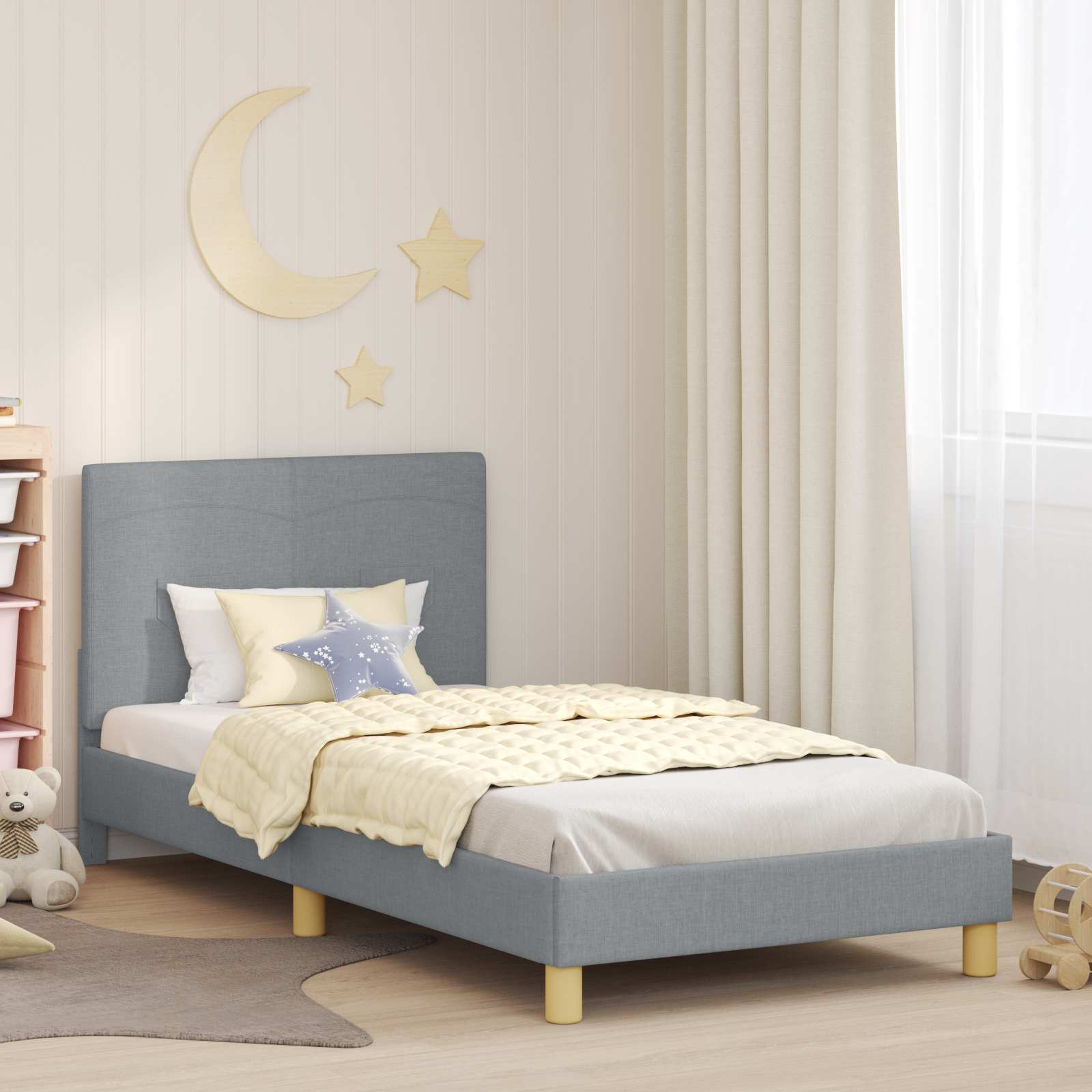 Bedframe voor kinderen met hoofdbord Lichtgrijs 90 x 200 cm is nu te koop bij PeponiXL, paradijselijk wonen!