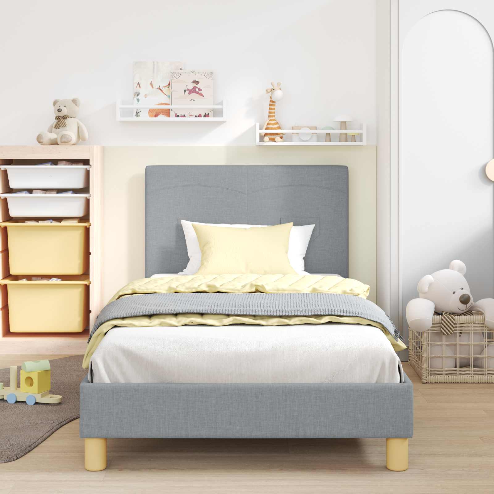 Bedframe voor kinderen met hoofdbord Lichtgrijs 90 x 200 cm is nu te koop bij PeponiXL, paradijselijk wonen!