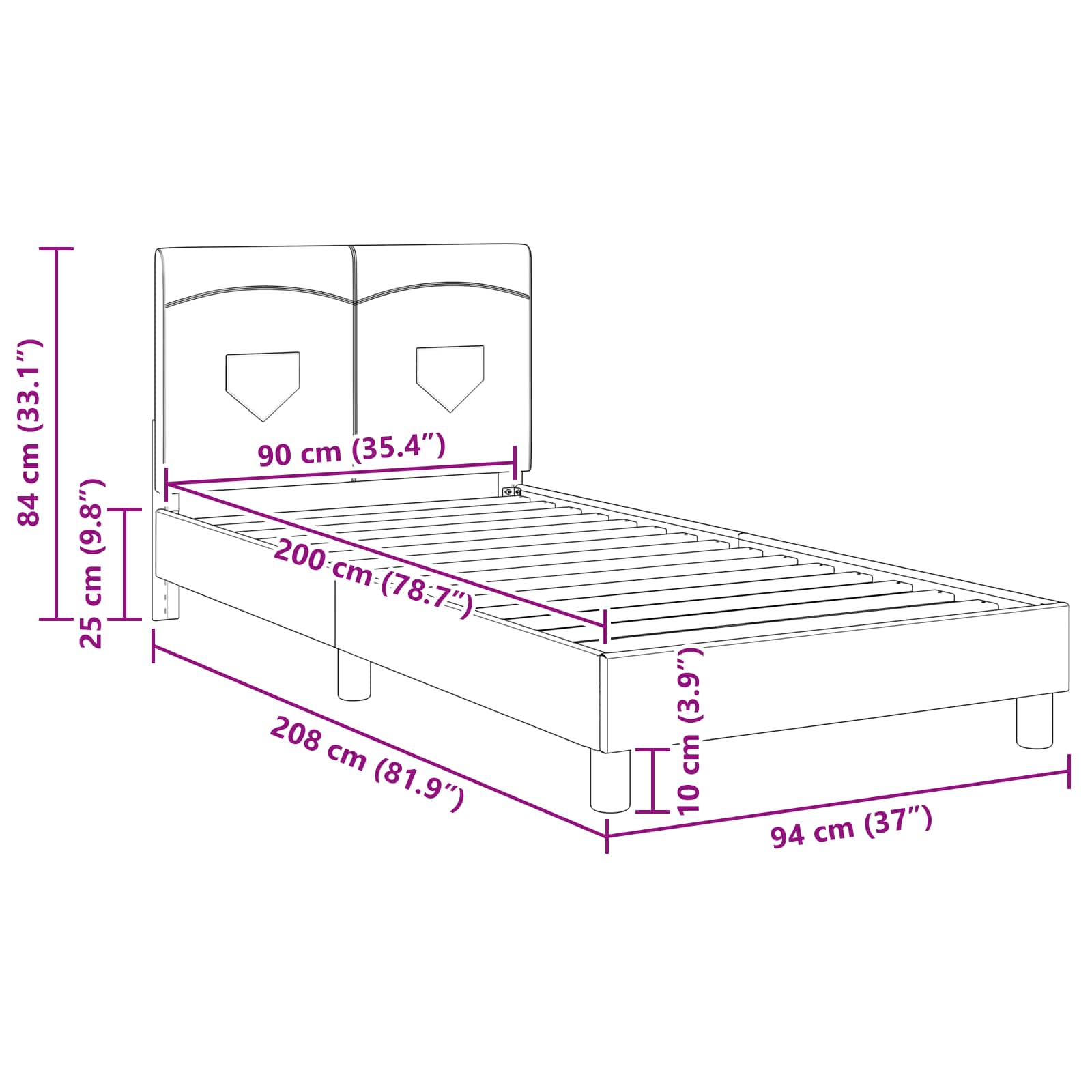 Bedframe voor kinderen met hoofdbord Lichtgrijs 90 x 200 cm is nu te koop bij PeponiXL, paradijselijk wonen!