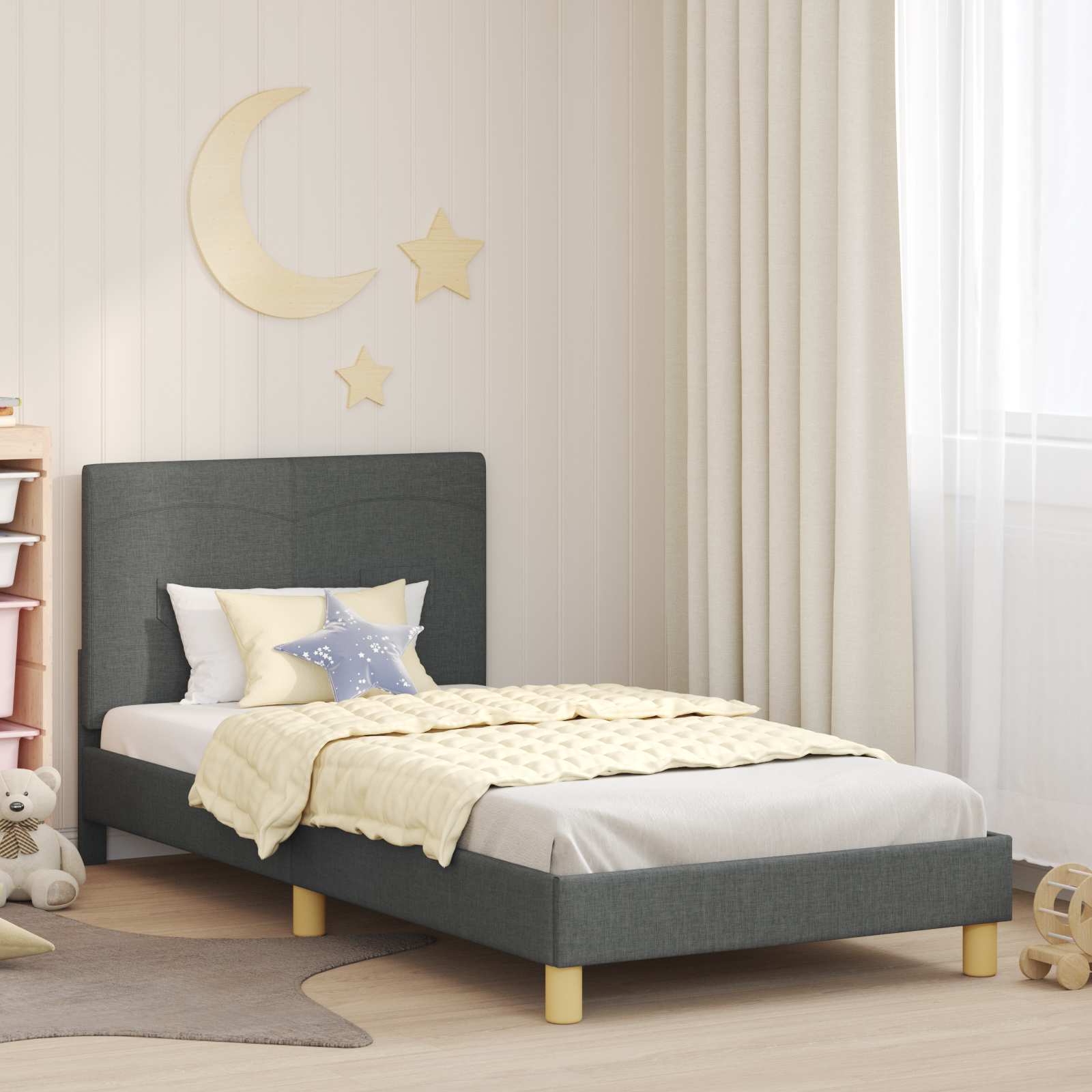 Bedframe voor kinderen met hoofdbord Donkergrijs 90 x 200 cm is nu te koop bij PeponiXL, paradijselijk wonen!