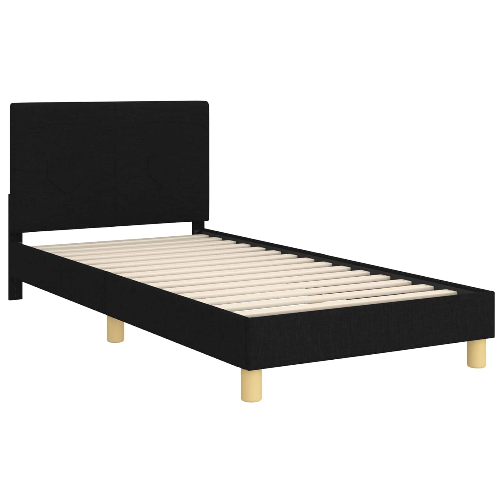 Bedframe voor kinderen met hoofdbord Zwart 90 x 200 cm Stof is nu te koop bij PeponiXL, paradijselijk wonen!