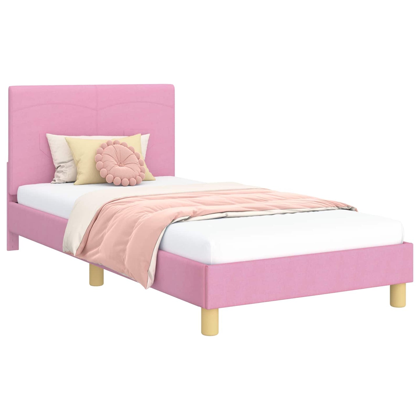 Bedframe voor kinderen met hoofdbord Roze 90 x 200 cm Stof is nu te koop bij PeponiXL, paradijselijk wonen!