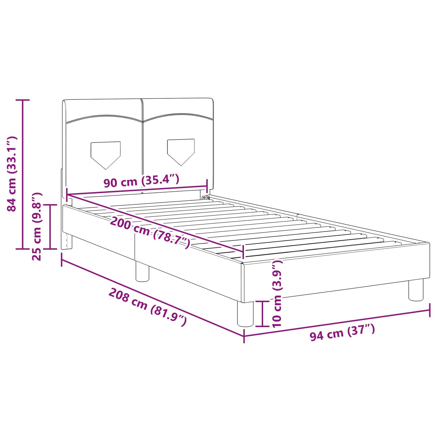 Bedframe voor kinderen met hoofdbord Jeans Blauw 90 x 200 cm is nu te koop bij PeponiXL, paradijselijk wonen!