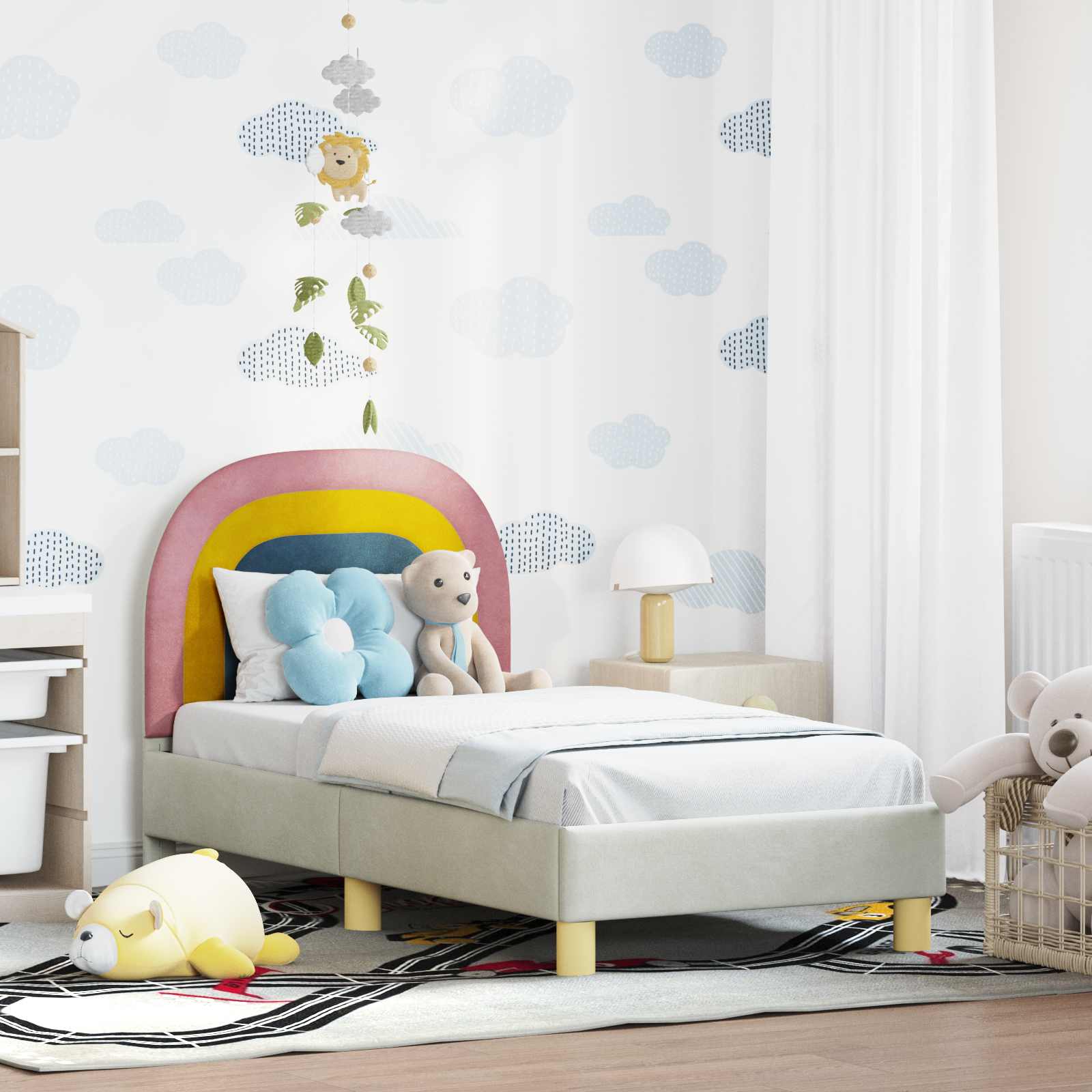 Peuterbedframe met hoofdbord Crème 70 x 140 cm Fluweel is nu te koop bij PeponiXL, paradijselijk wonen!