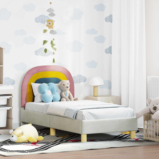 Peuterbedframe met hoofdbord Crème 70 x 140 cm Fluweel is nu te koop bij PeponiXL, paradijselijk wonen!