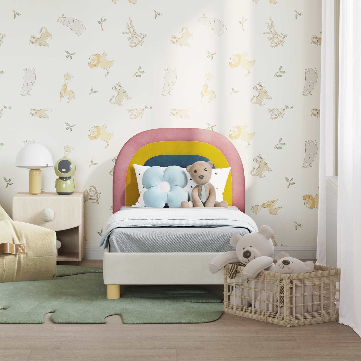 Peuterbedframe met hoofdbord Crème 70 x 140 cm Fluweel is nu te koop bij PeponiXL, paradijselijk wonen!