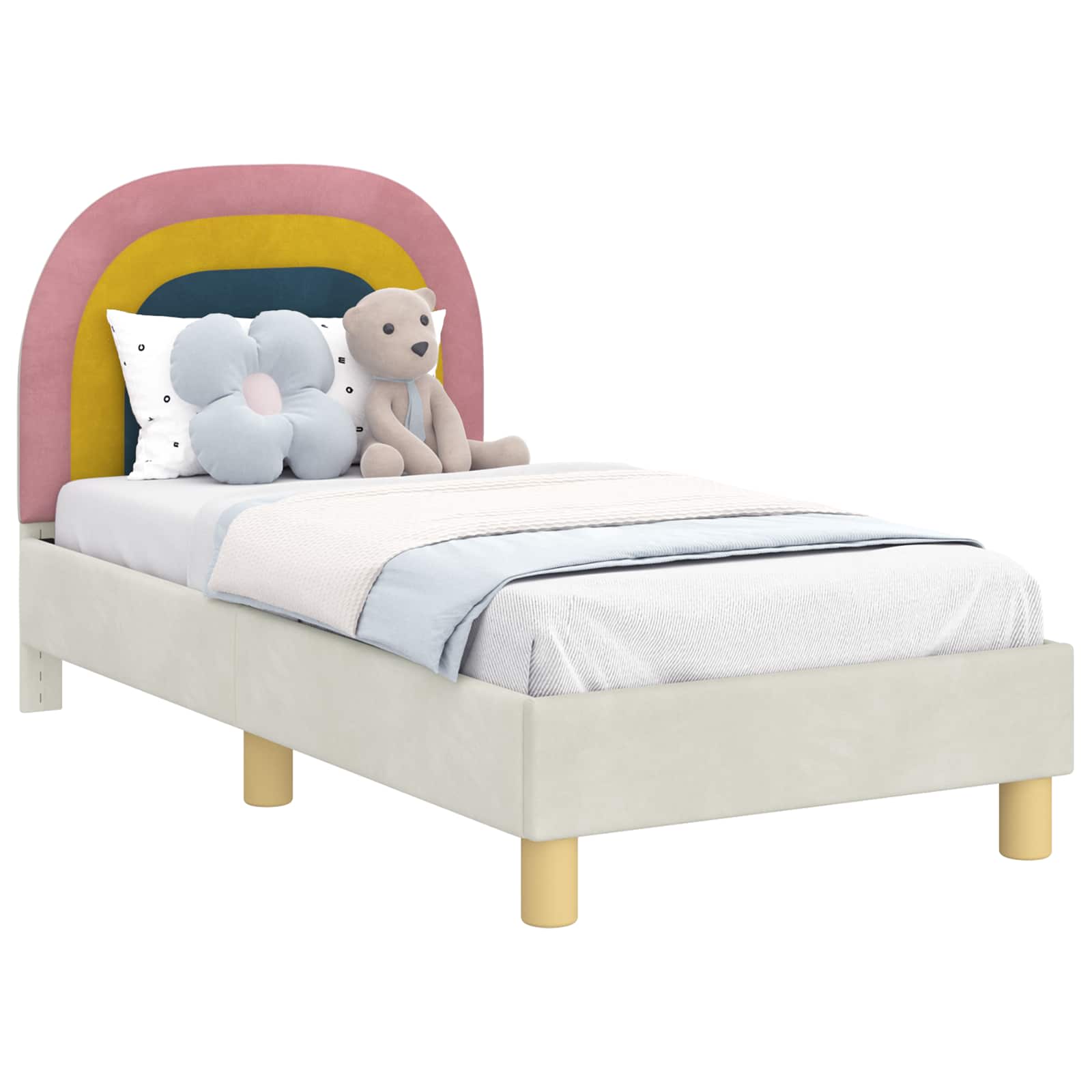 Peuterbedframe met hoofdbord Crème 70 x 140 cm Fluweel is nu te koop bij PeponiXL, paradijselijk wonen!
