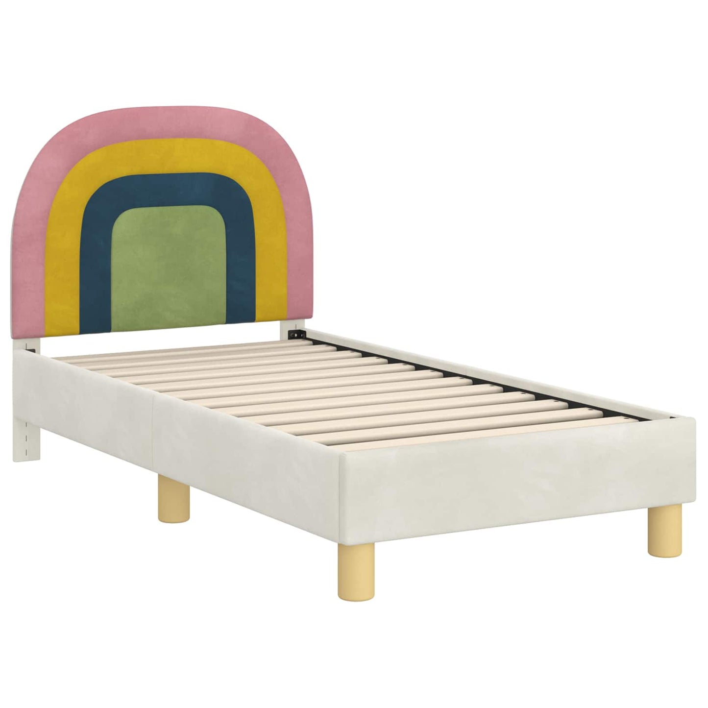 Peuterbedframe met hoofdbord Crème 70 x 140 cm Fluweel is nu te koop bij PeponiXL, paradijselijk wonen!