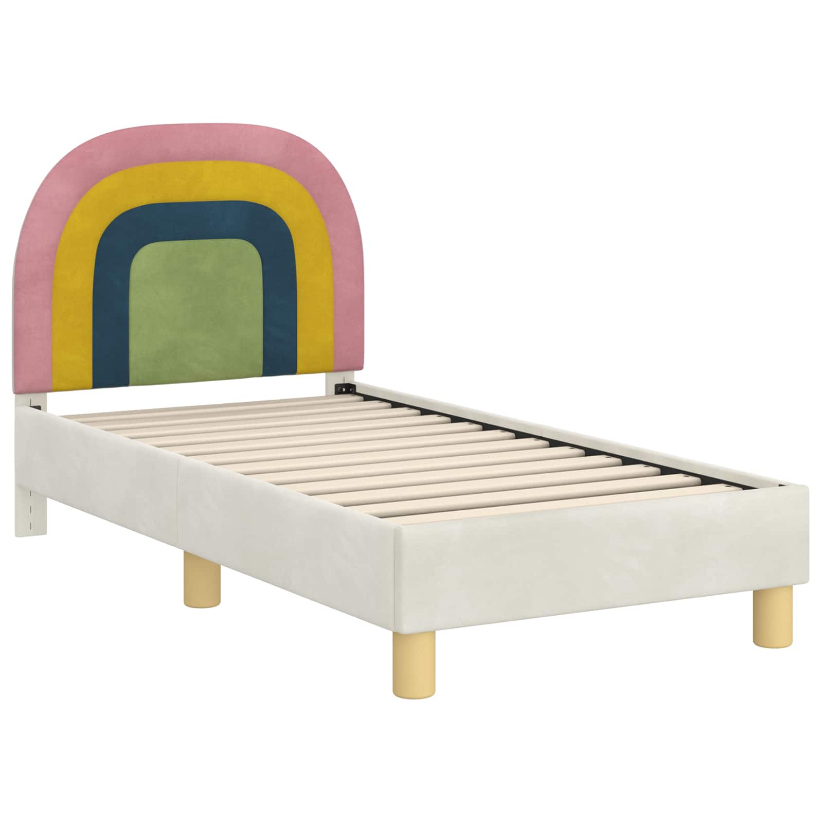 Peuterbedframe met hoofdbord Crème 70 x 140 cm Fluweel is nu te koop bij PeponiXL, paradijselijk wonen!