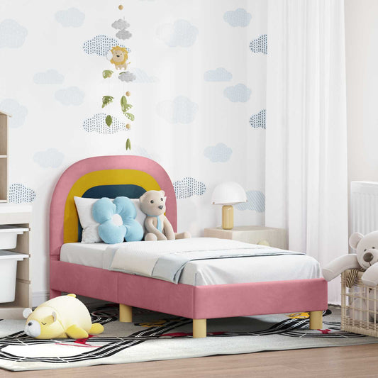 Peuterbedframe met hoofdbord Roze 70 x 140 cm Fluweel is nu te koop bij PeponiXL, paradijselijk wonen!
