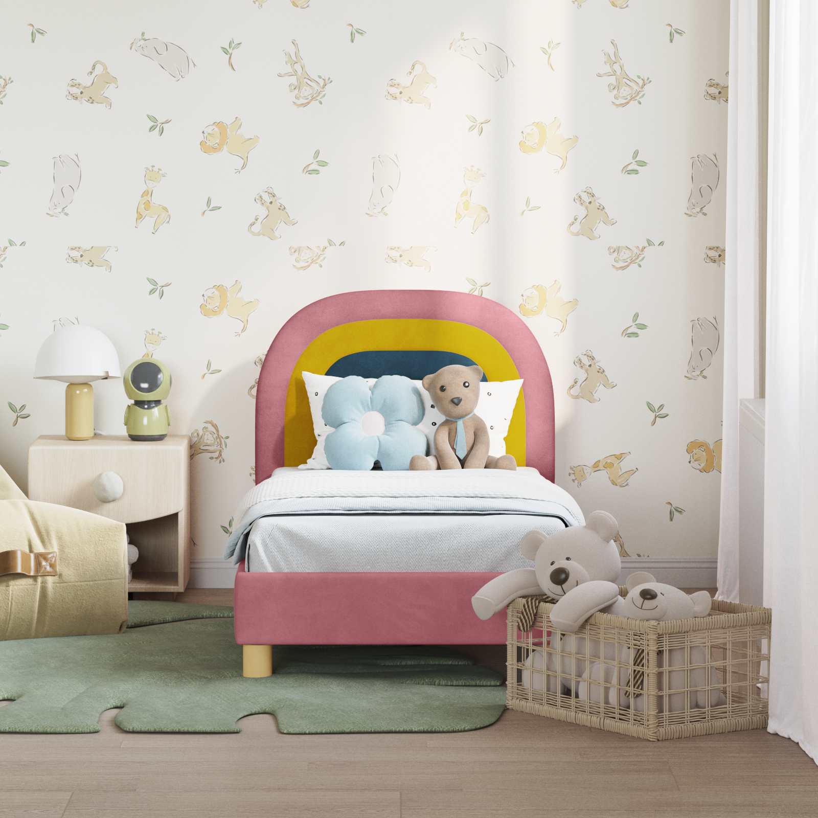Peuterbedframe met hoofdbord Roze 70 x 140 cm Fluweel is nu te koop bij PeponiXL, paradijselijk wonen!