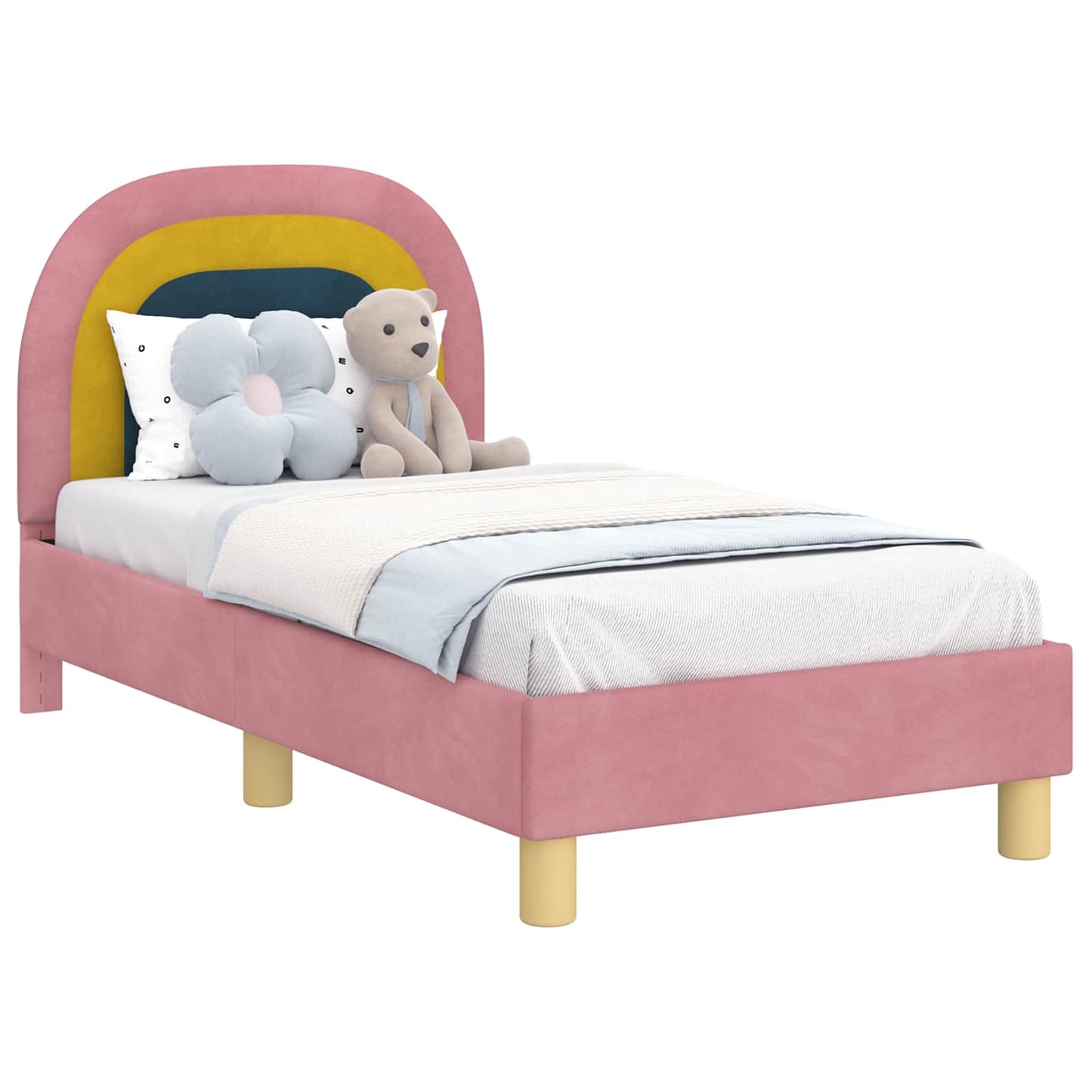 Peuterbedframe met hoofdbord Roze 70 x 140 cm Fluweel is nu te koop bij PeponiXL, paradijselijk wonen!