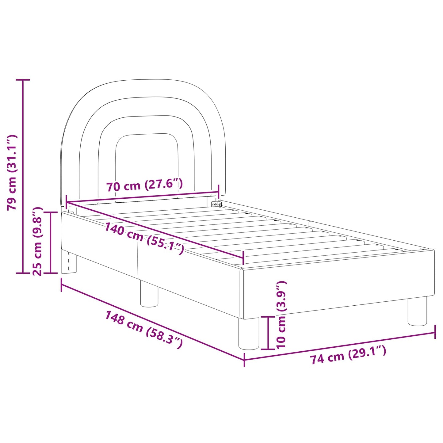 Peuterbedframe met hoofdbord Roze 70 x 140 cm Fluweel is nu te koop bij PeponiXL, paradijselijk wonen!