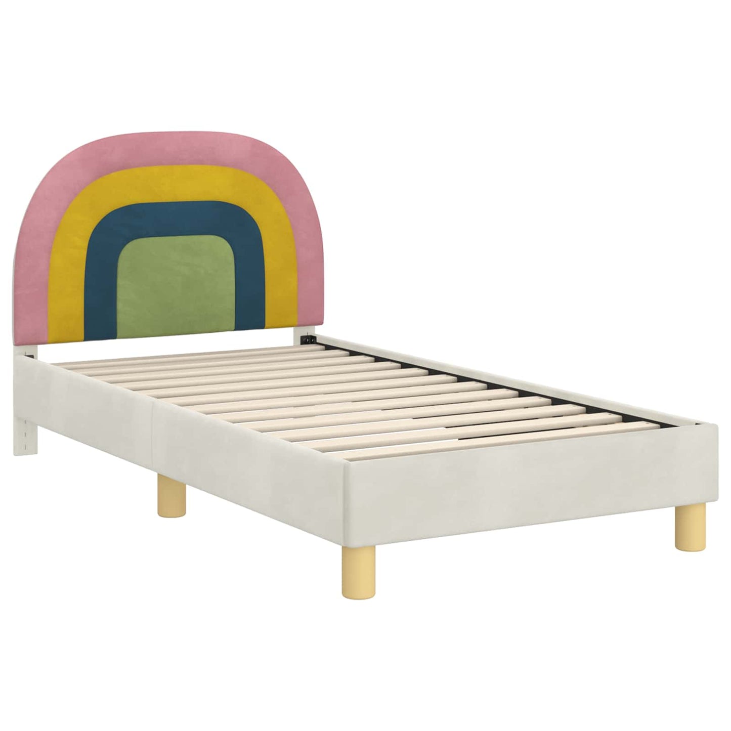 Bedframe voor kinderen met hoofdbord Crème 80 x 160 cm Fluweel is nu te koop bij PeponiXL, paradijselijk wonen!