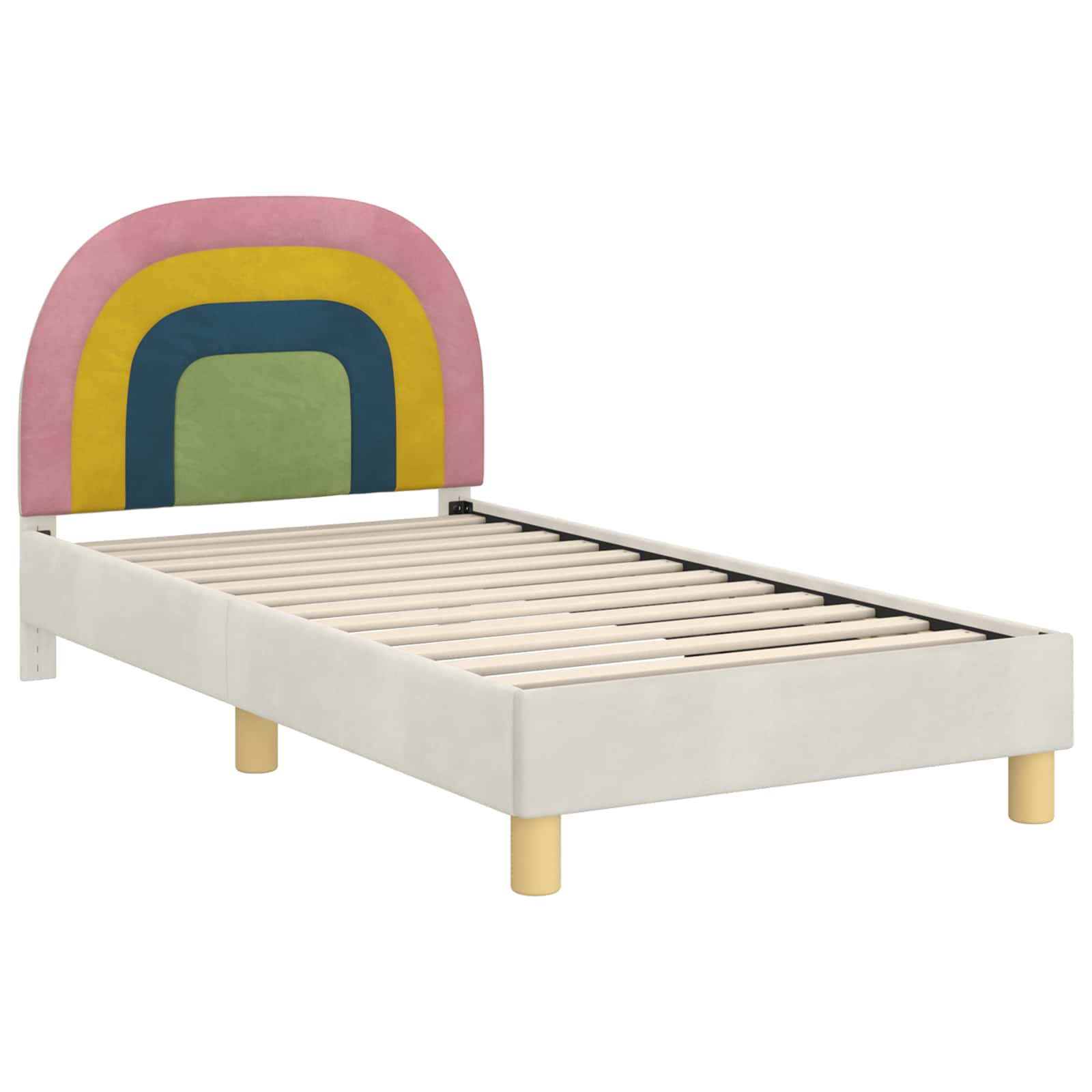 Bedframe voor kinderen met hoofdbord Crème 80 x 160 cm Fluweel is nu te koop bij PeponiXL, paradijselijk wonen!