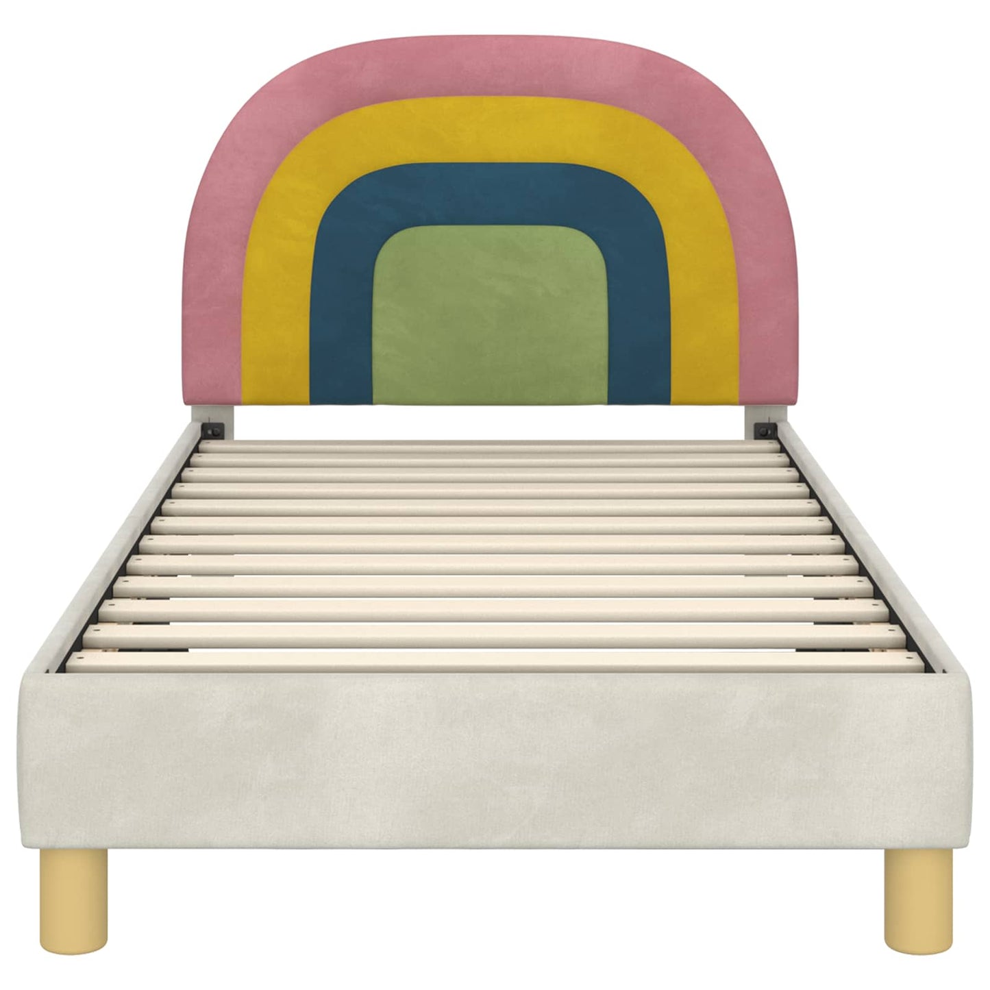 Bedframe voor kinderen met hoofdbord Crème 80 x 160 cm Fluweel is nu te koop bij PeponiXL, paradijselijk wonen!