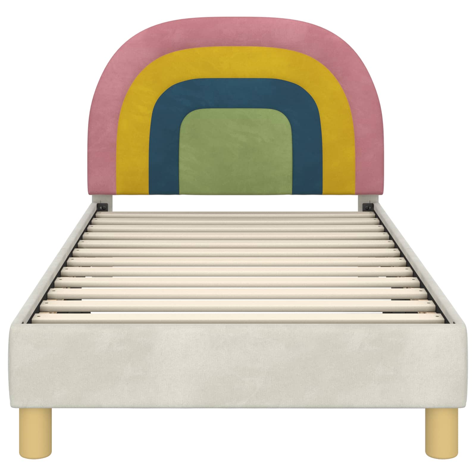 Bedframe voor kinderen met hoofdbord Crème 80 x 160 cm Fluweel is nu te koop bij PeponiXL, paradijselijk wonen!