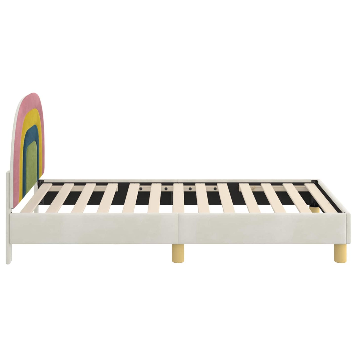 Bedframe voor kinderen met hoofdbord Crème 80 x 160 cm Fluweel is nu te koop bij PeponiXL, paradijselijk wonen!