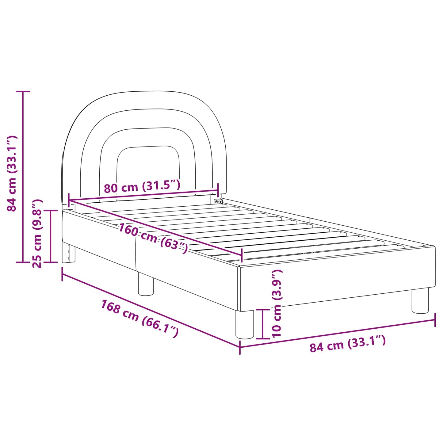 Bedframe voor kinderen met hoofdbord Crème 80 x 160 cm Fluweel is nu te koop bij PeponiXL, paradijselijk wonen!