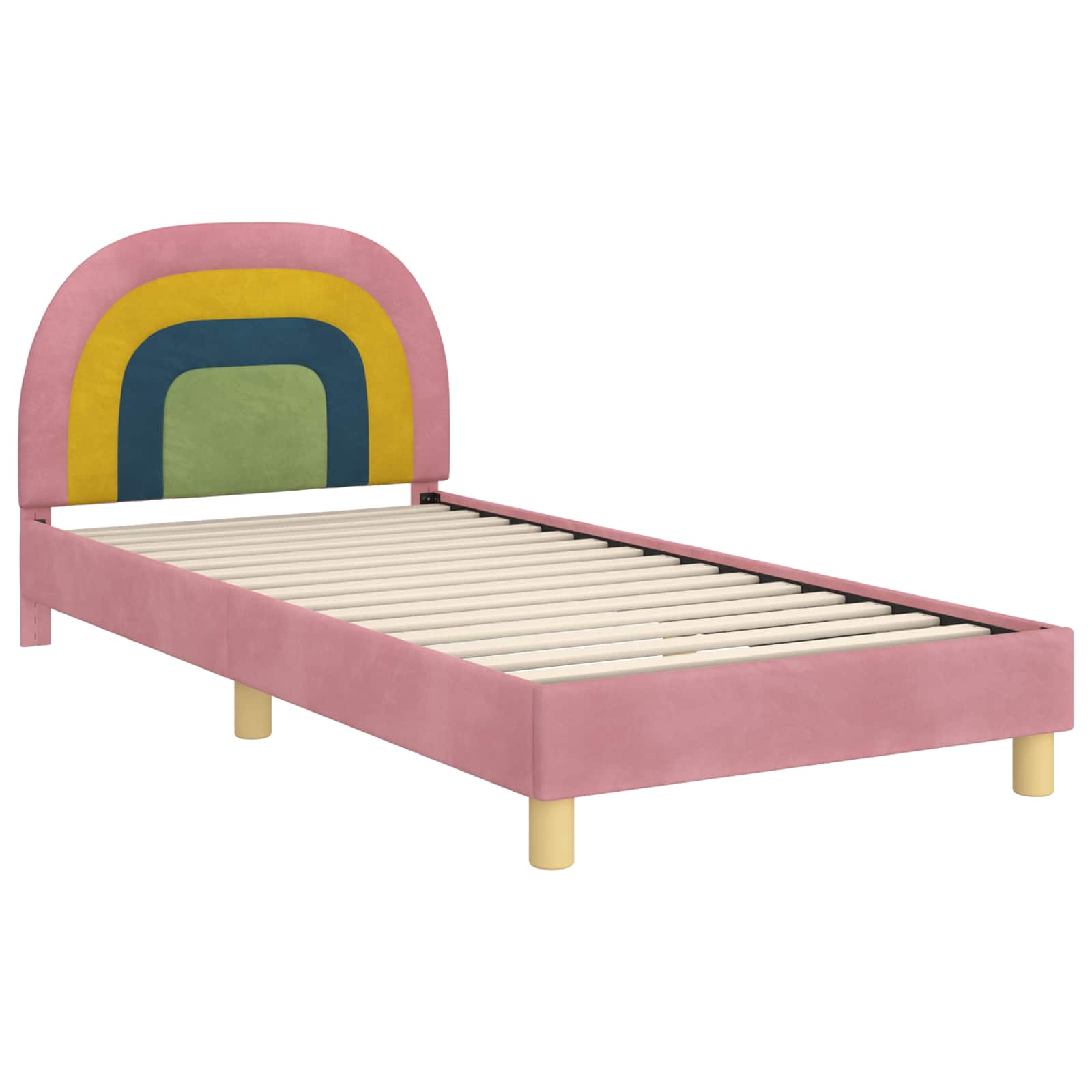 Bedframe voor kinderen met hoofdbord Roze 80 x 200 cm Fluweel is nu te koop bij PeponiXL, paradijselijk wonen!