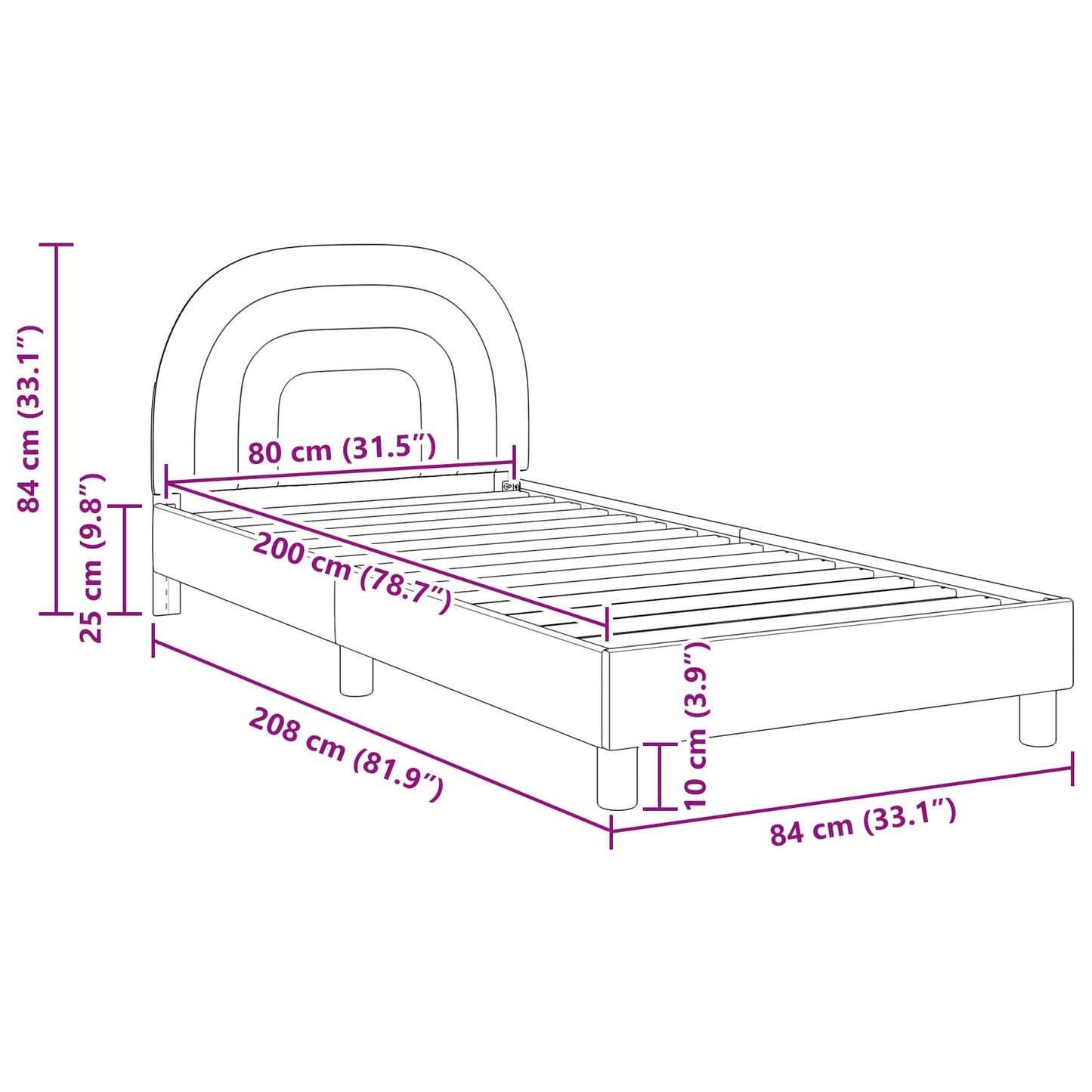 Bedframe voor kinderen met hoofdbord Roze 80 x 200 cm Fluweel is nu te koop bij PeponiXL, paradijselijk wonen!