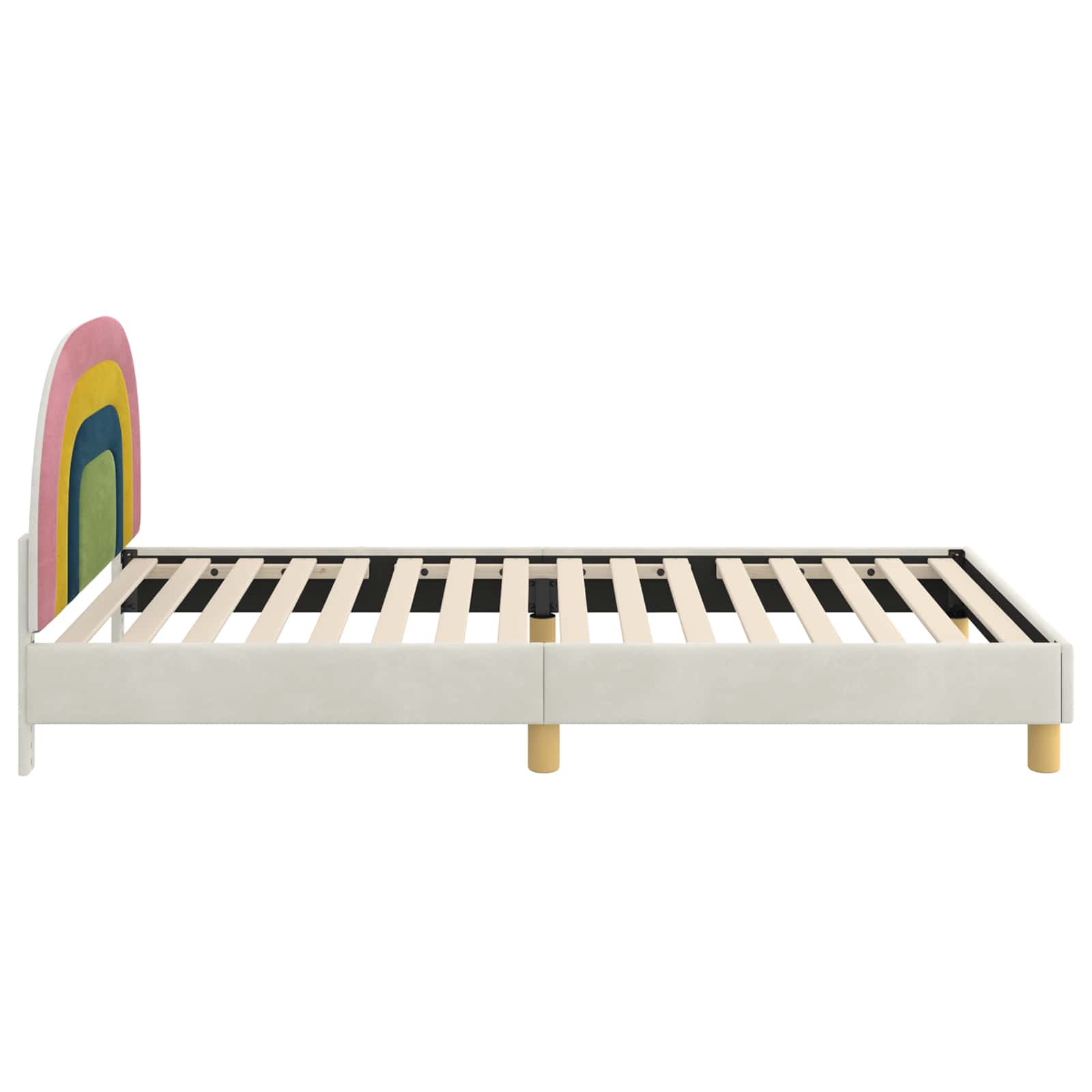 Bedframe voor kinderen met hoofdbord Crème 90 x 190 cm Fluweel is nu te koop bij PeponiXL, paradijselijk wonen!