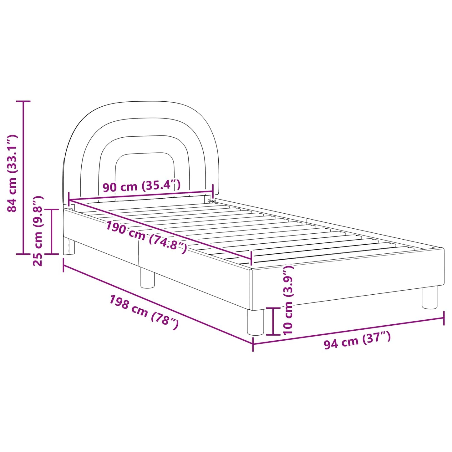 Bedframe voor kinderen met hoofdbord Roze 90 x 190 cm Fluweel is nu te koop bij PeponiXL, paradijselijk wonen!
