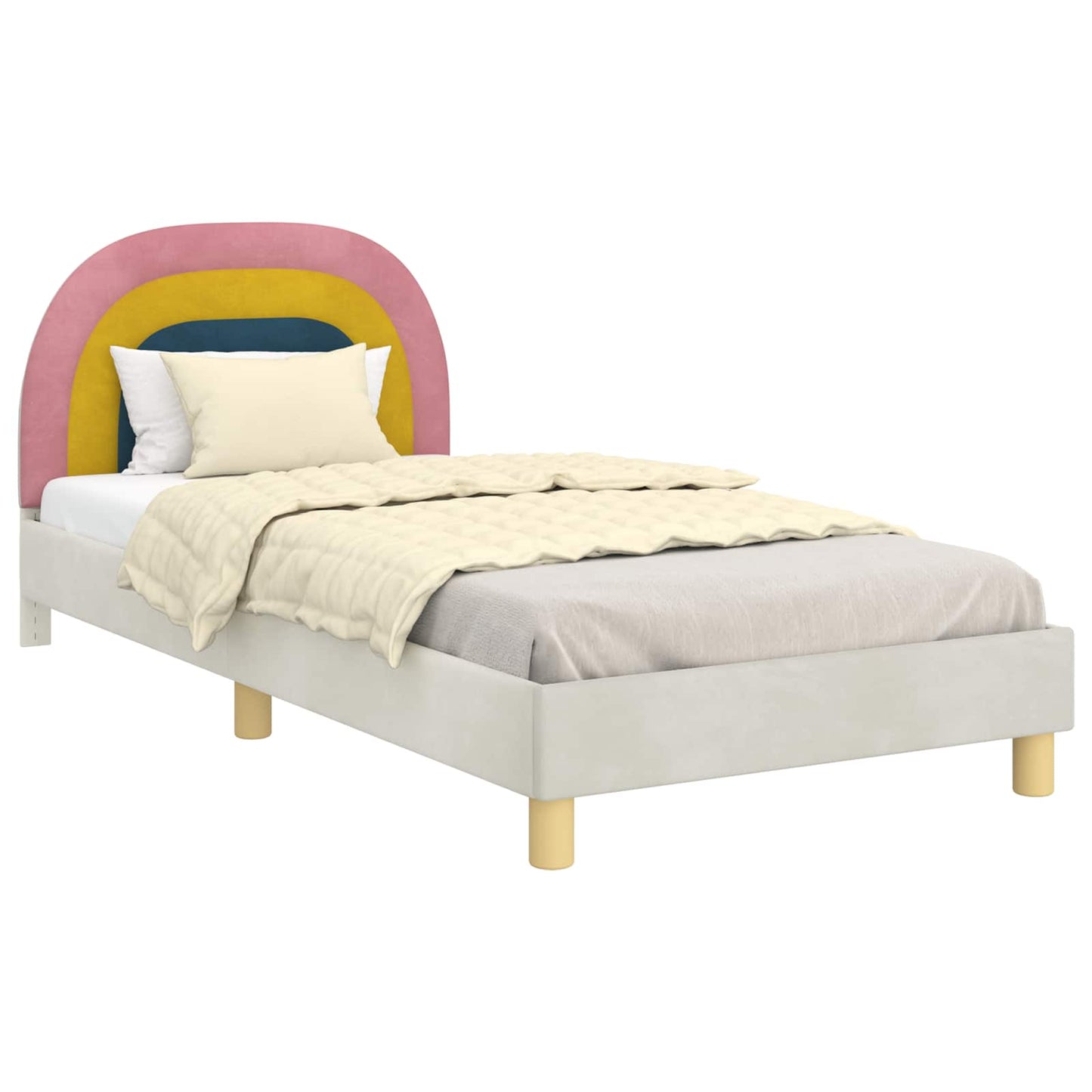Bedframe voor kinderen met hoofdbord Crème 90 x 200 cm Fluweel is nu te koop bij PeponiXL, paradijselijk wonen!