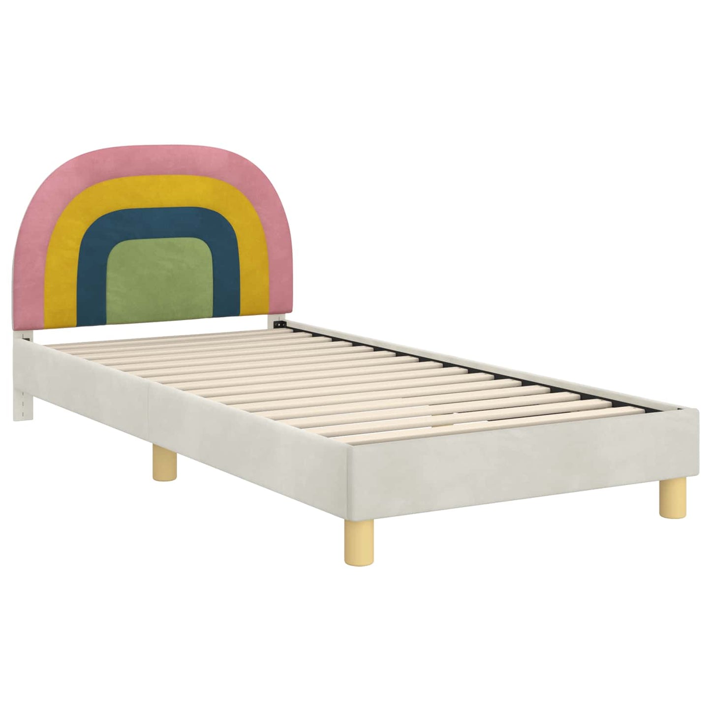 Bedframe voor kinderen met hoofdbord Crème 90 x 200 cm Fluweel is nu te koop bij PeponiXL, paradijselijk wonen!