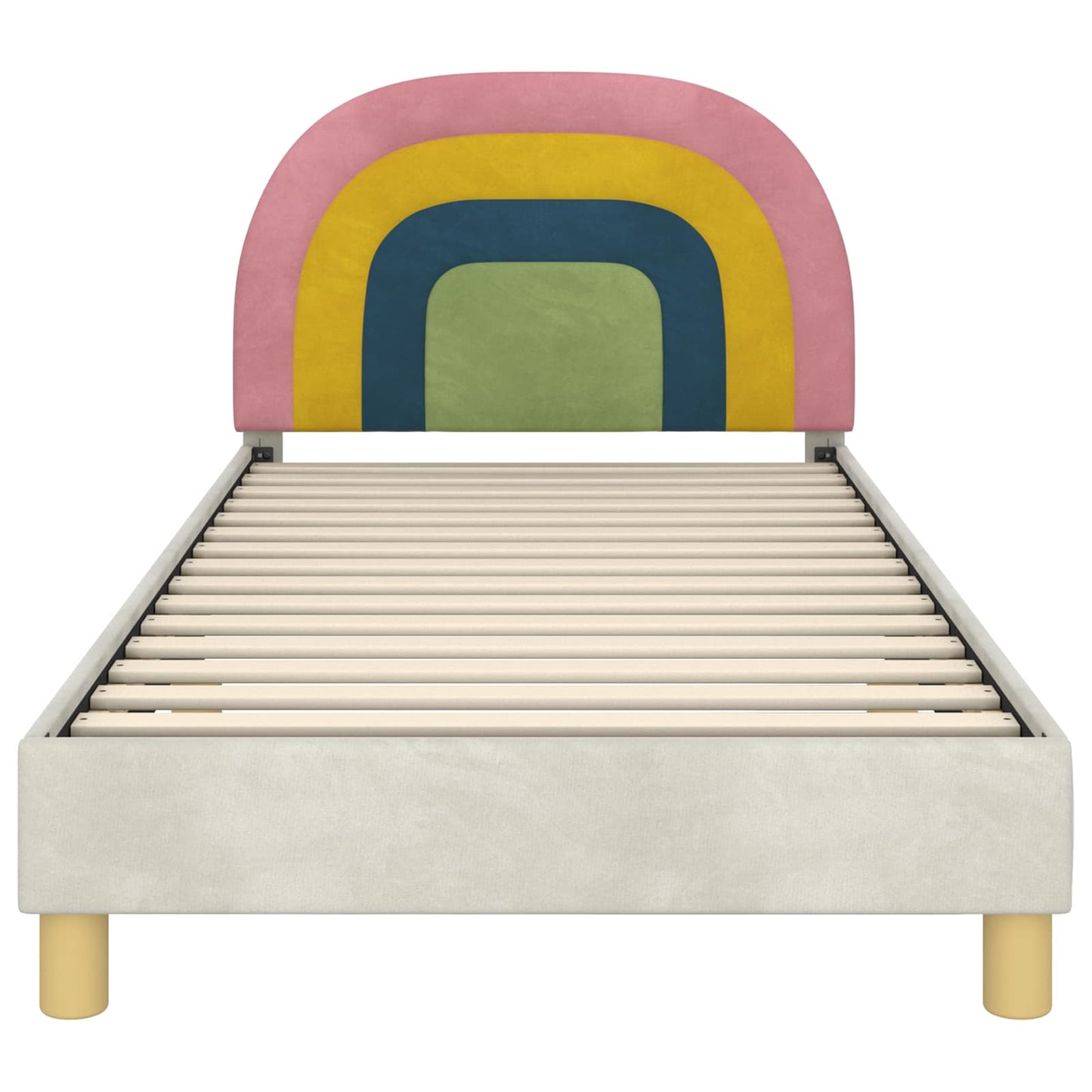Bedframe voor kinderen met hoofdbord Crème 90 x 200 cm Fluweel is nu te koop bij PeponiXL, paradijselijk wonen!
